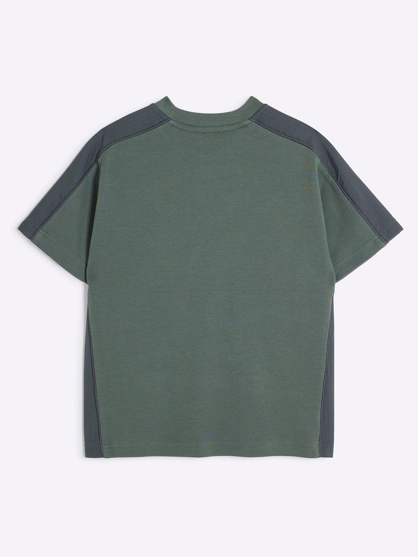 river-island-older-boy-nylon-panel-t-shirt-khakiback