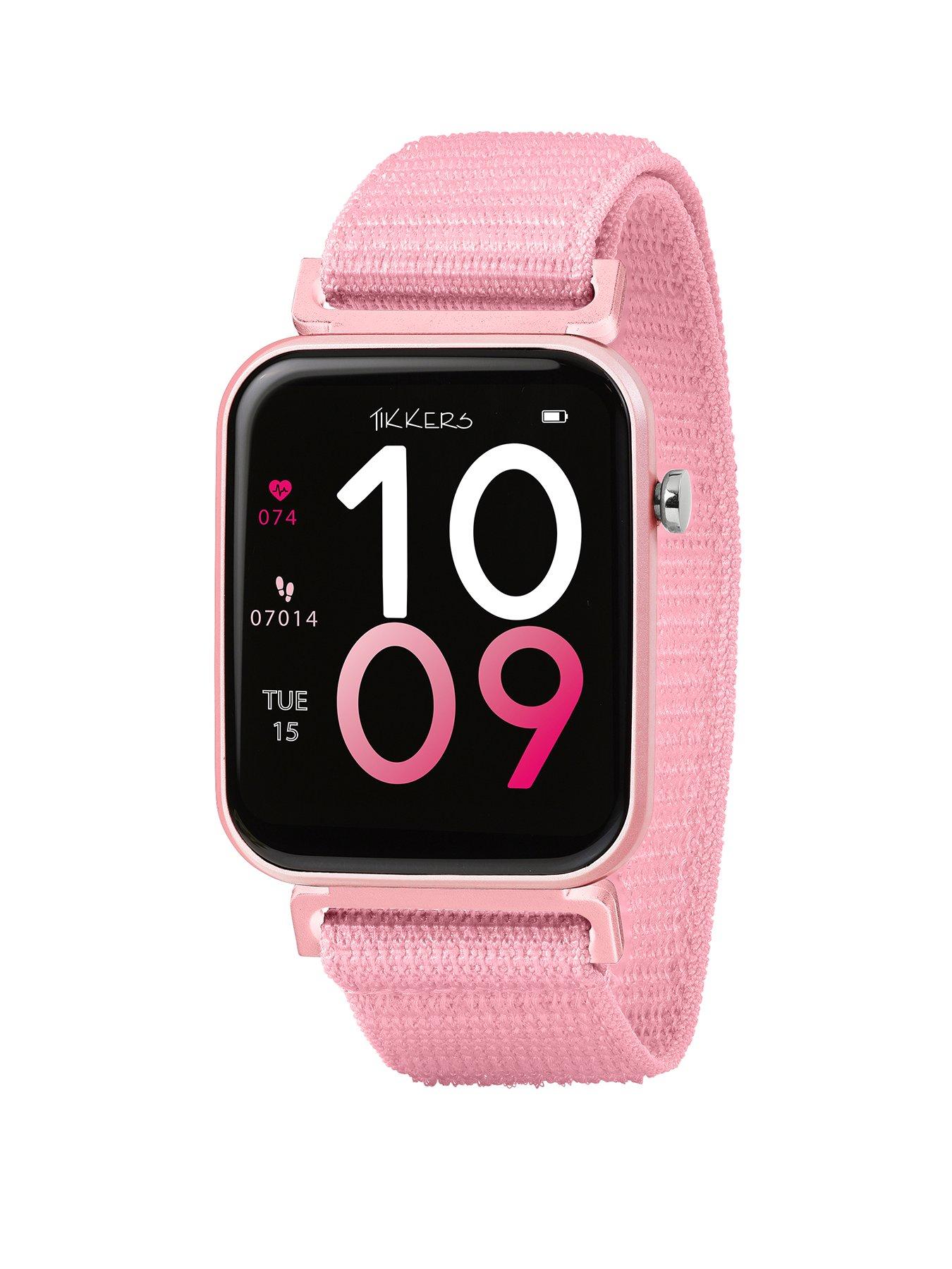 tikkers-tikkers-smart-series-13-pink-riptape-strap-smart-watchfront