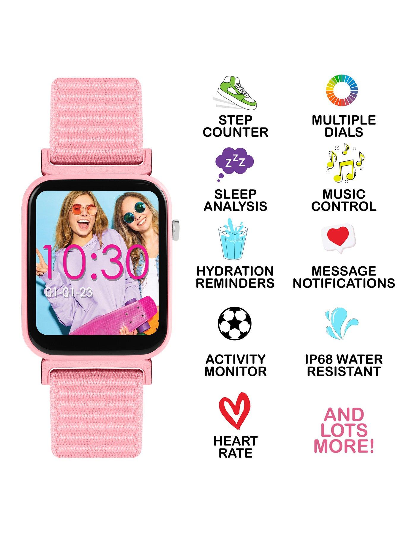 Image 4 of 6 of Tikkers Tikkers Smart Series 13 Pink Riptape Strap Smart Watch