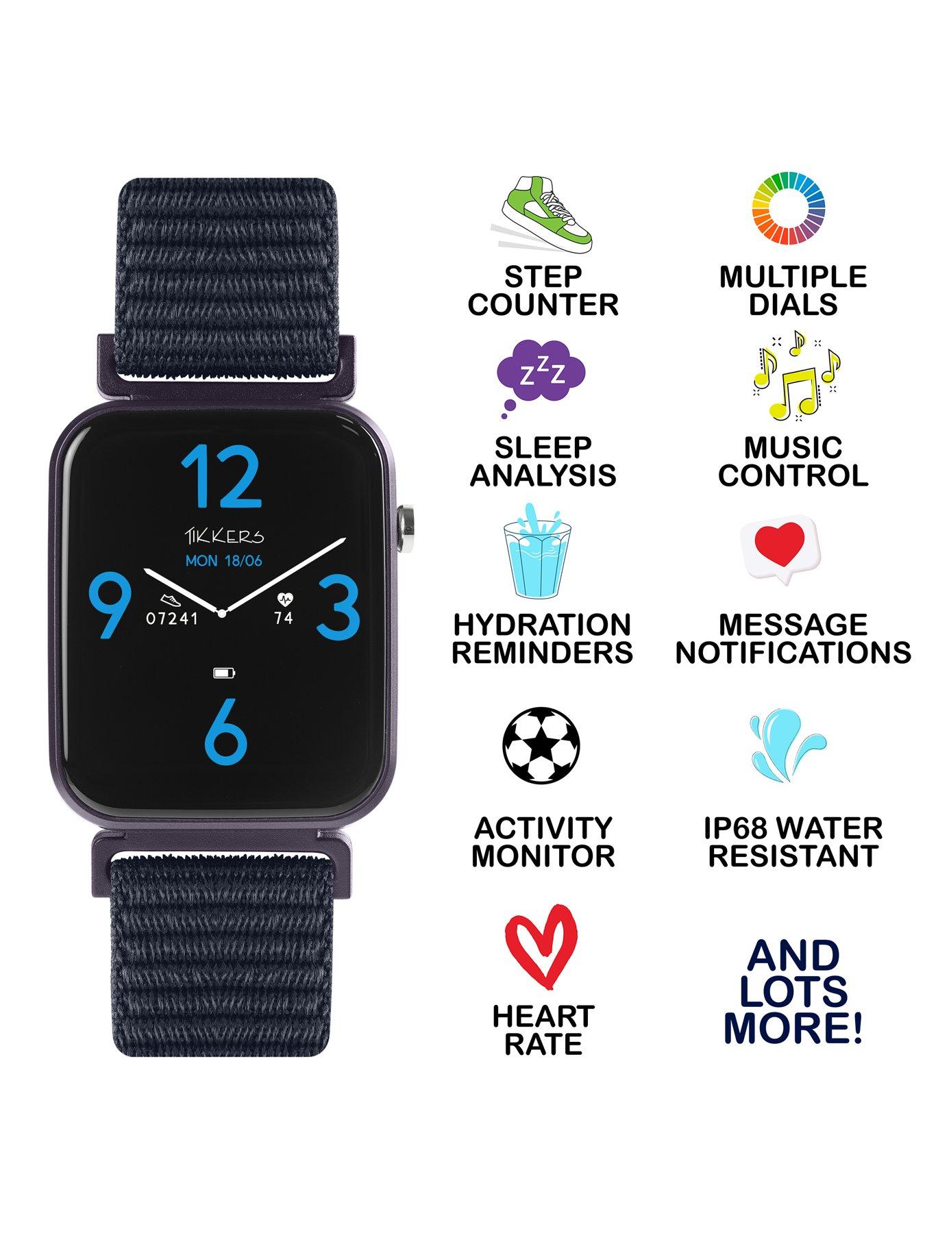 Image 4 of 6 of Tikkers Tikkers Smart Series 13 Navy Riptape Strap Smart watch