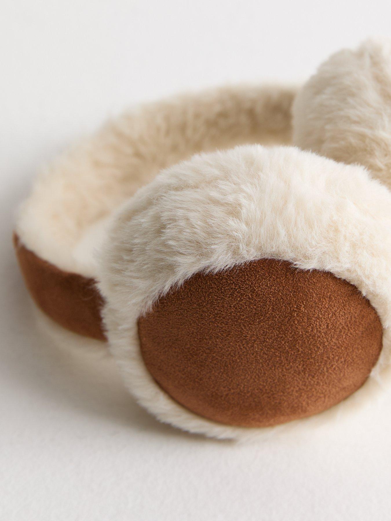 new-look-brown-faux-shearling-adjustable-headband-earmuffsback