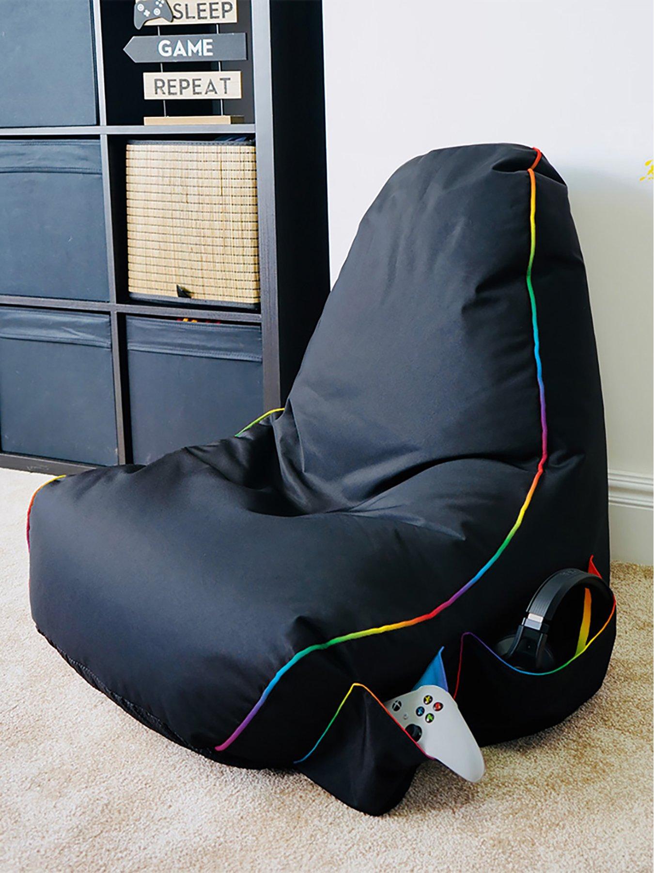 rucomfy-black-rugame-kids-gamer-bean-bag-chair--led