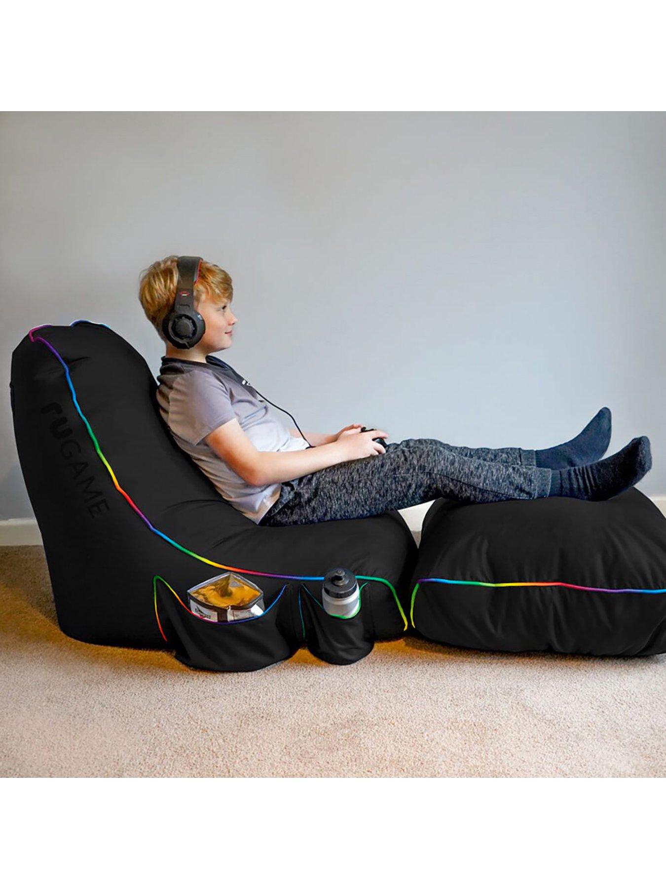 rucomfy-black-rugame-kids-gamer-bean-bag-chair--leddetail