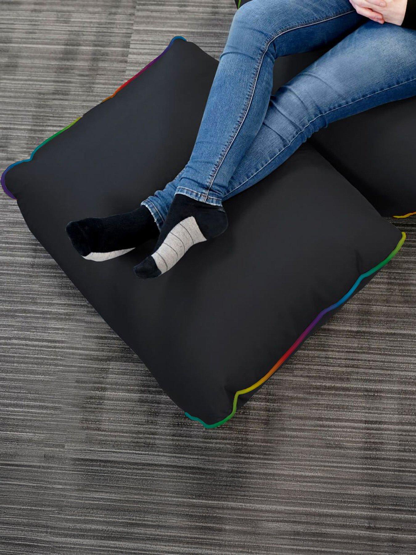 undefined Black Rugame Gamer Bean Bag Footstool- Led