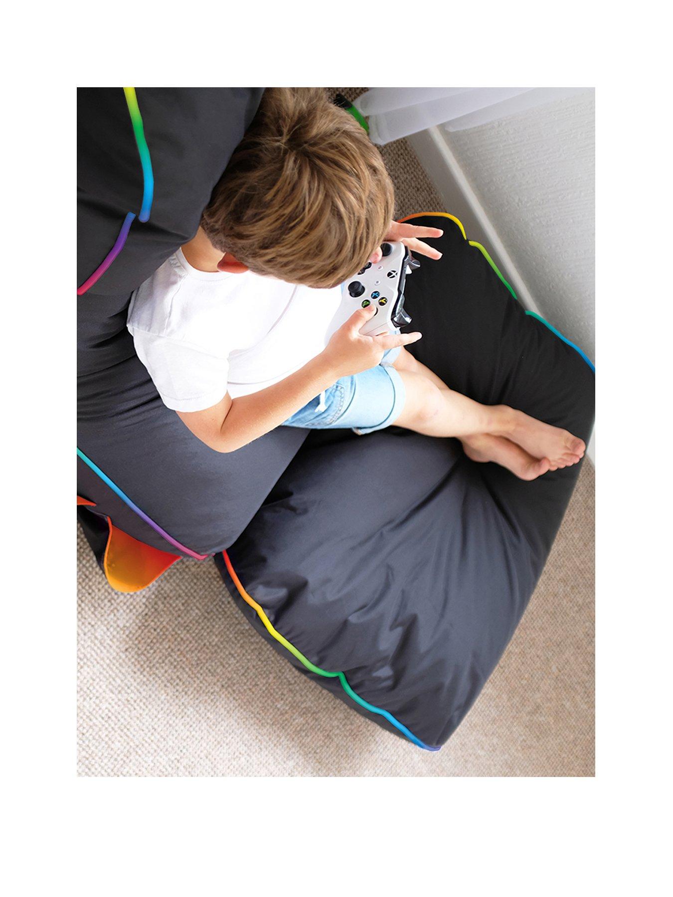 Image 2 of 6 of rucomfy Black Rugame Gamer Bean Bag Footstool- Led