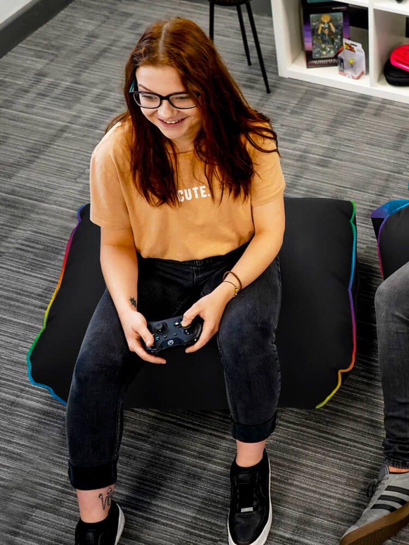 Image 4 of 6 of rucomfy Black Rugame Gamer Bean Bag Footstool- Led