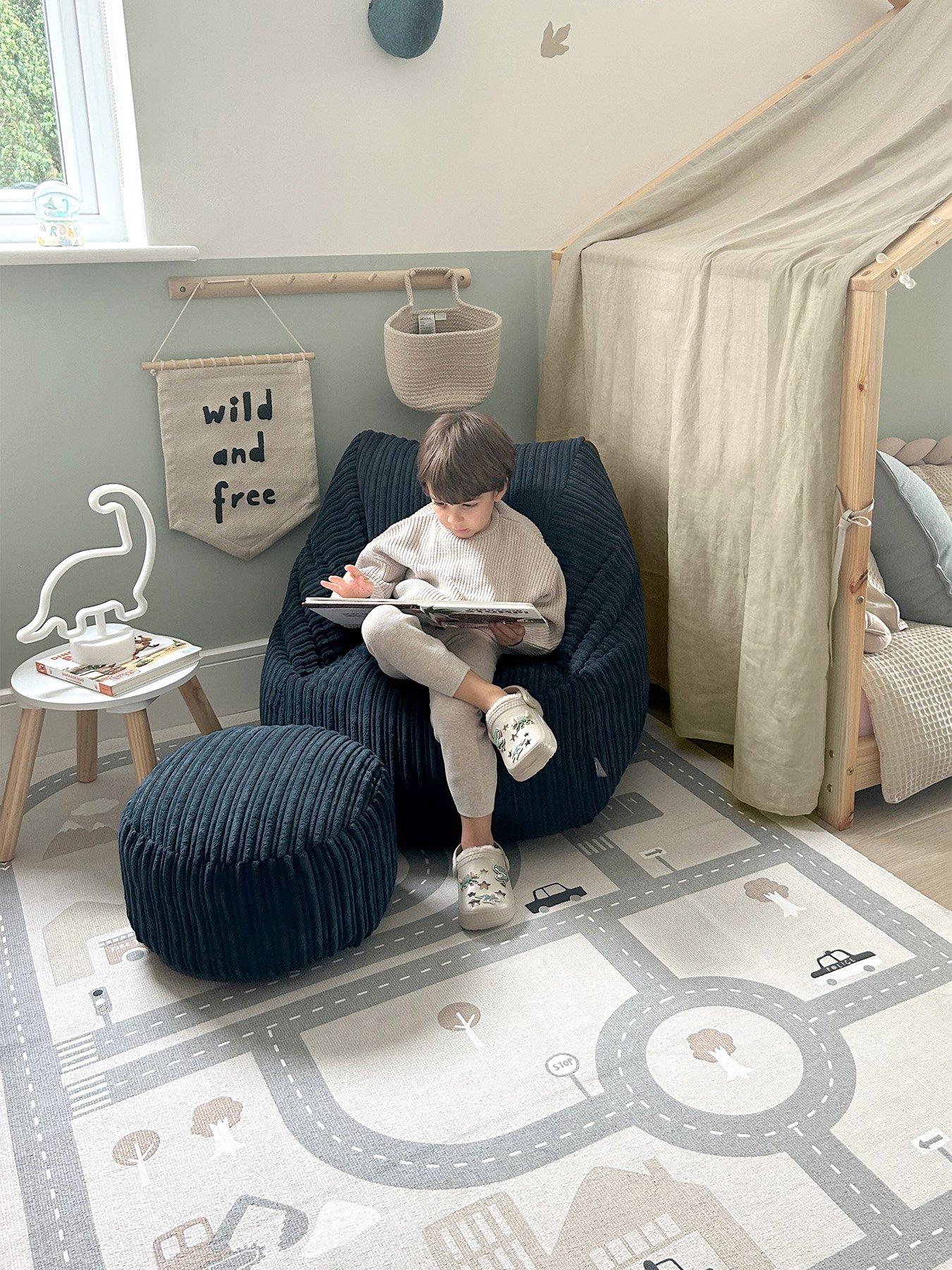 undefined Jumbo Cord Big Kids Snuggle Chair - Slate Grey