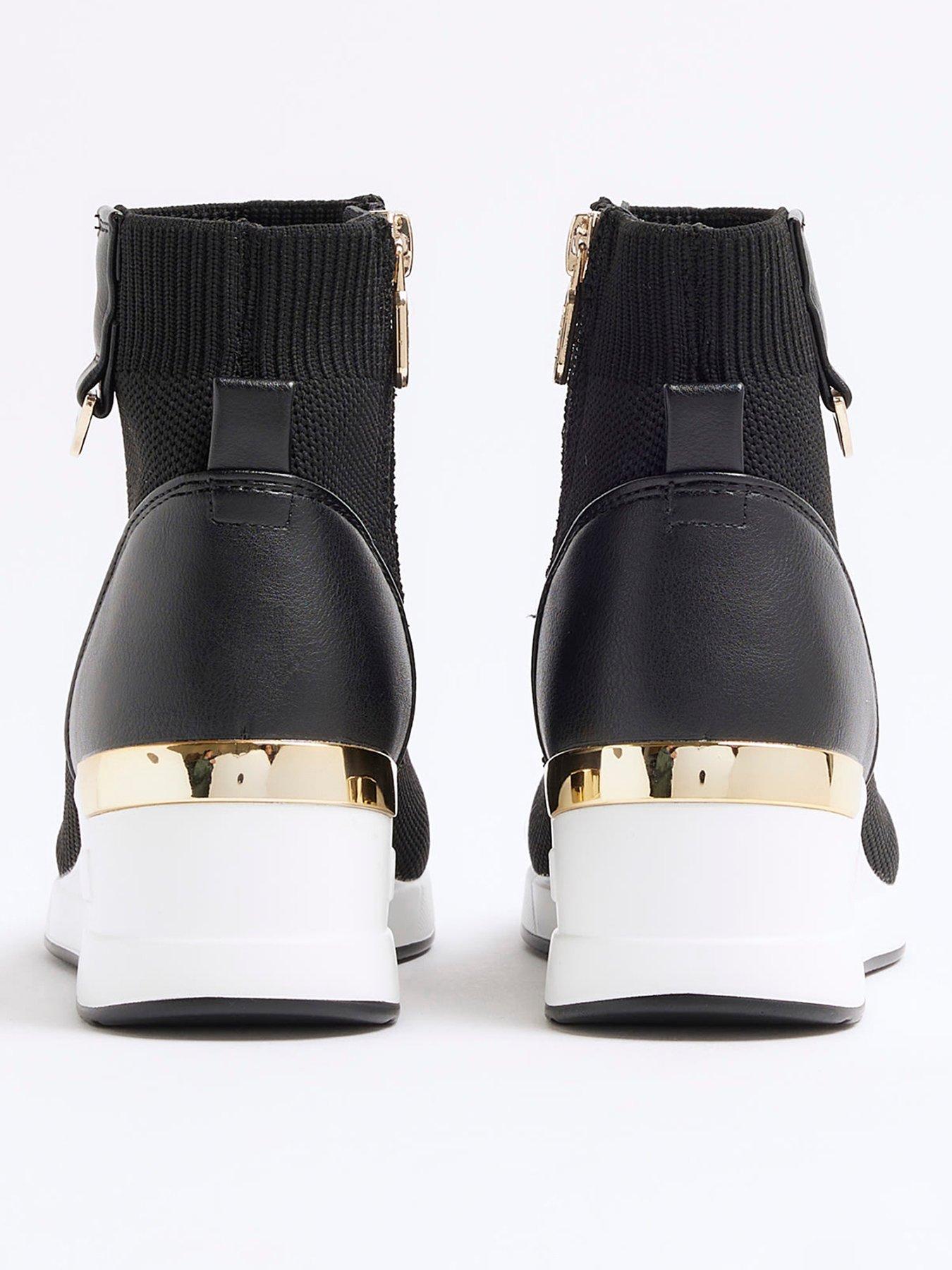 Chelsea Boots Ankle Boots Car Shoe Girls Black Knit Front Zip