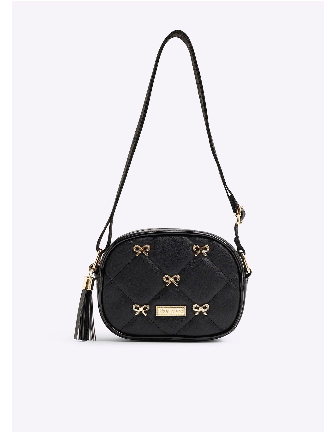 Older Girl Bow Studded Cross Body Bag Black