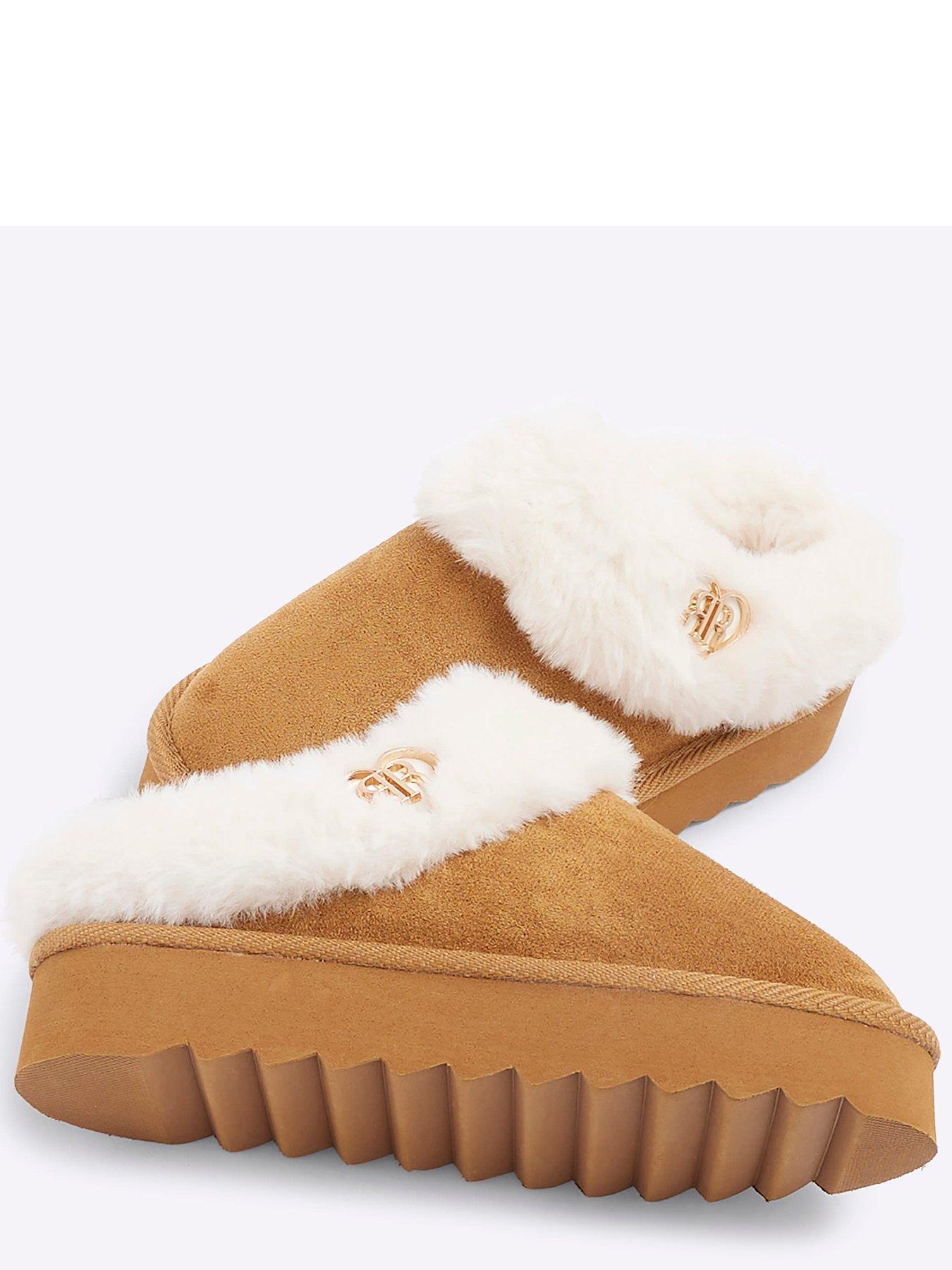 river-island-girls-faux-fur-closed-toe-slippers-beigedetail