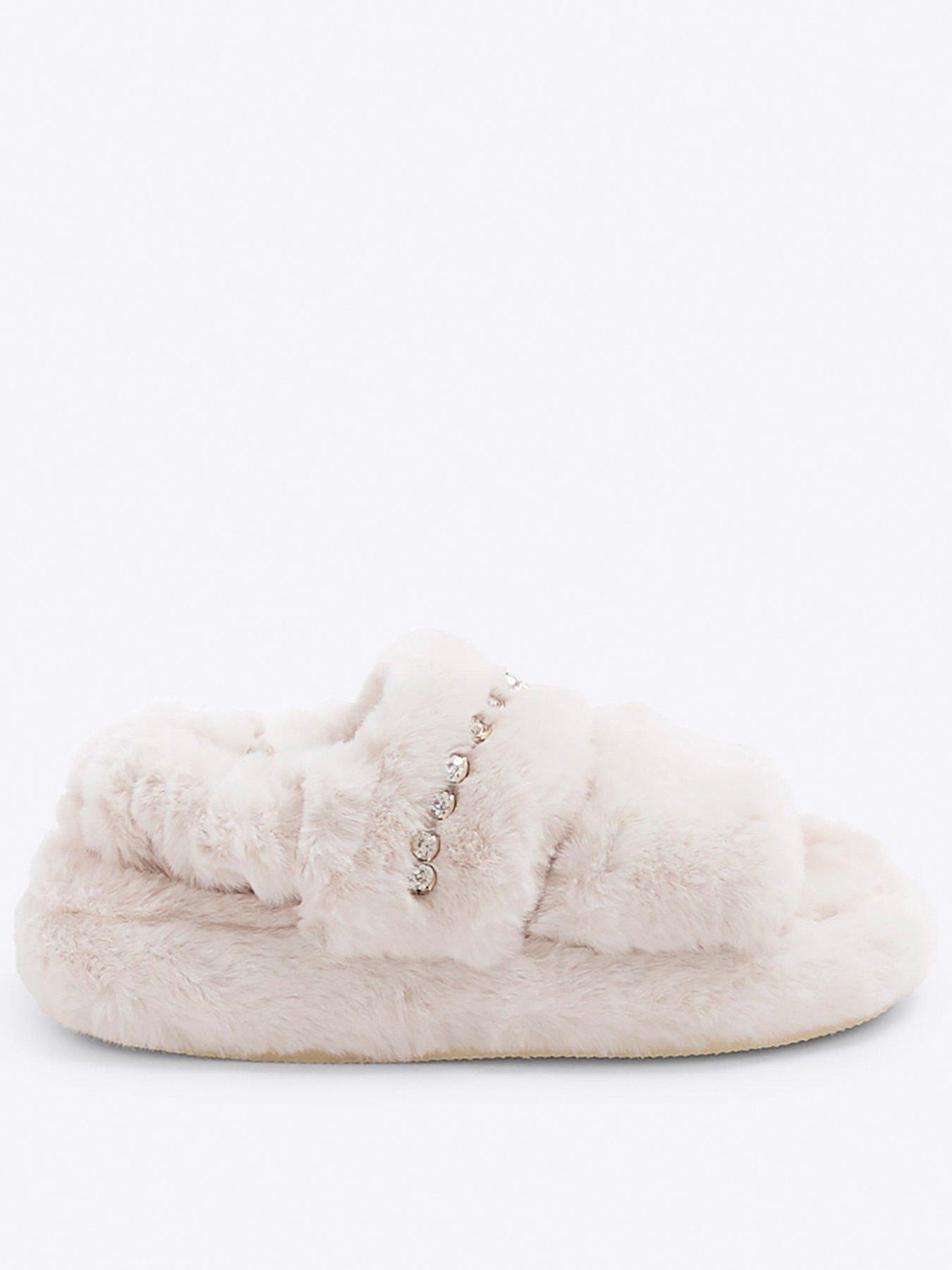 river-island-girls-faux-fur-open-toe-slipper-cream