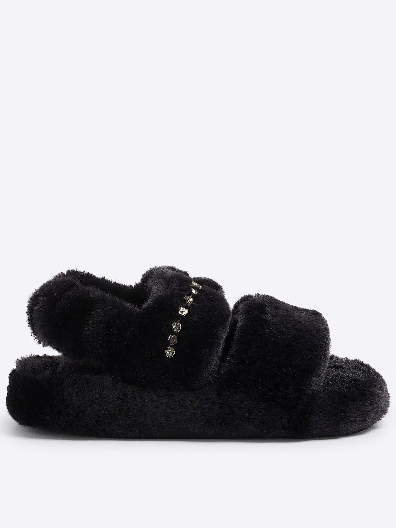 river-island-girls-faux-fur-open-toe-slippers-black