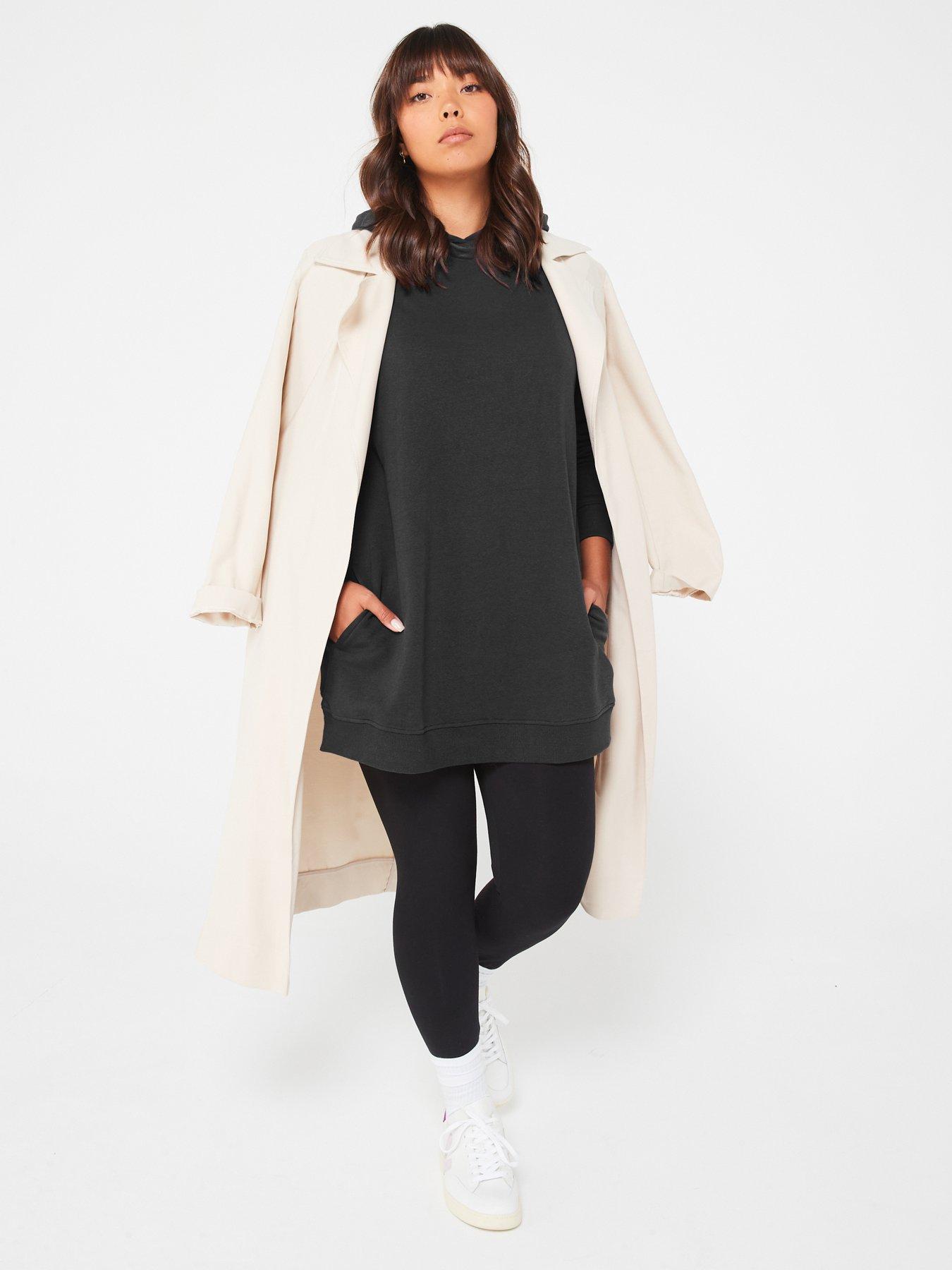 Image 3 of 6 of The Very Collection Side Split Longline Hoodie - Black