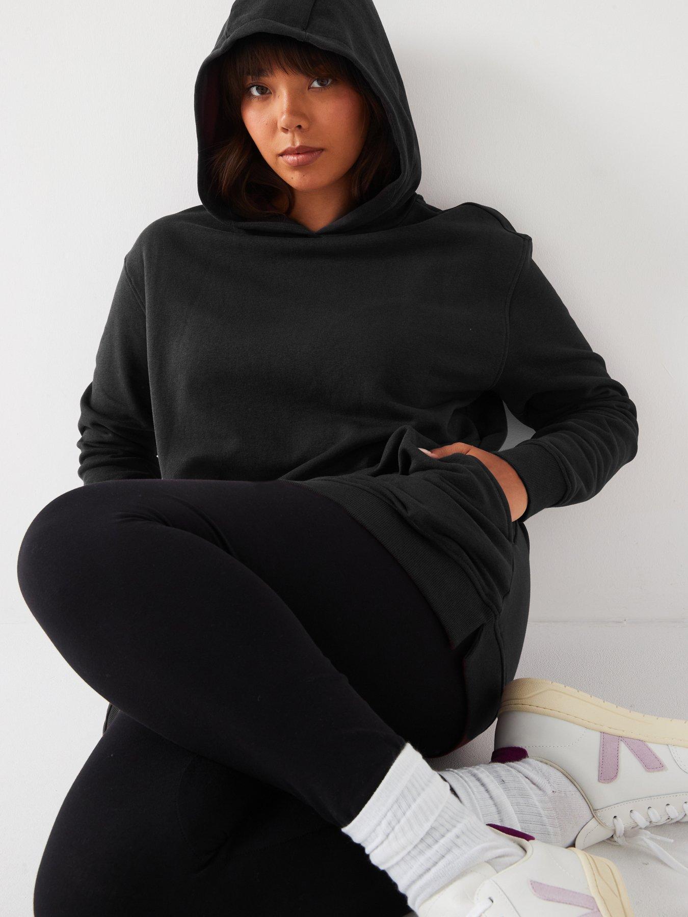 Image 4 of 6 of The Very Collection Side Split Longline Hoodie - Black