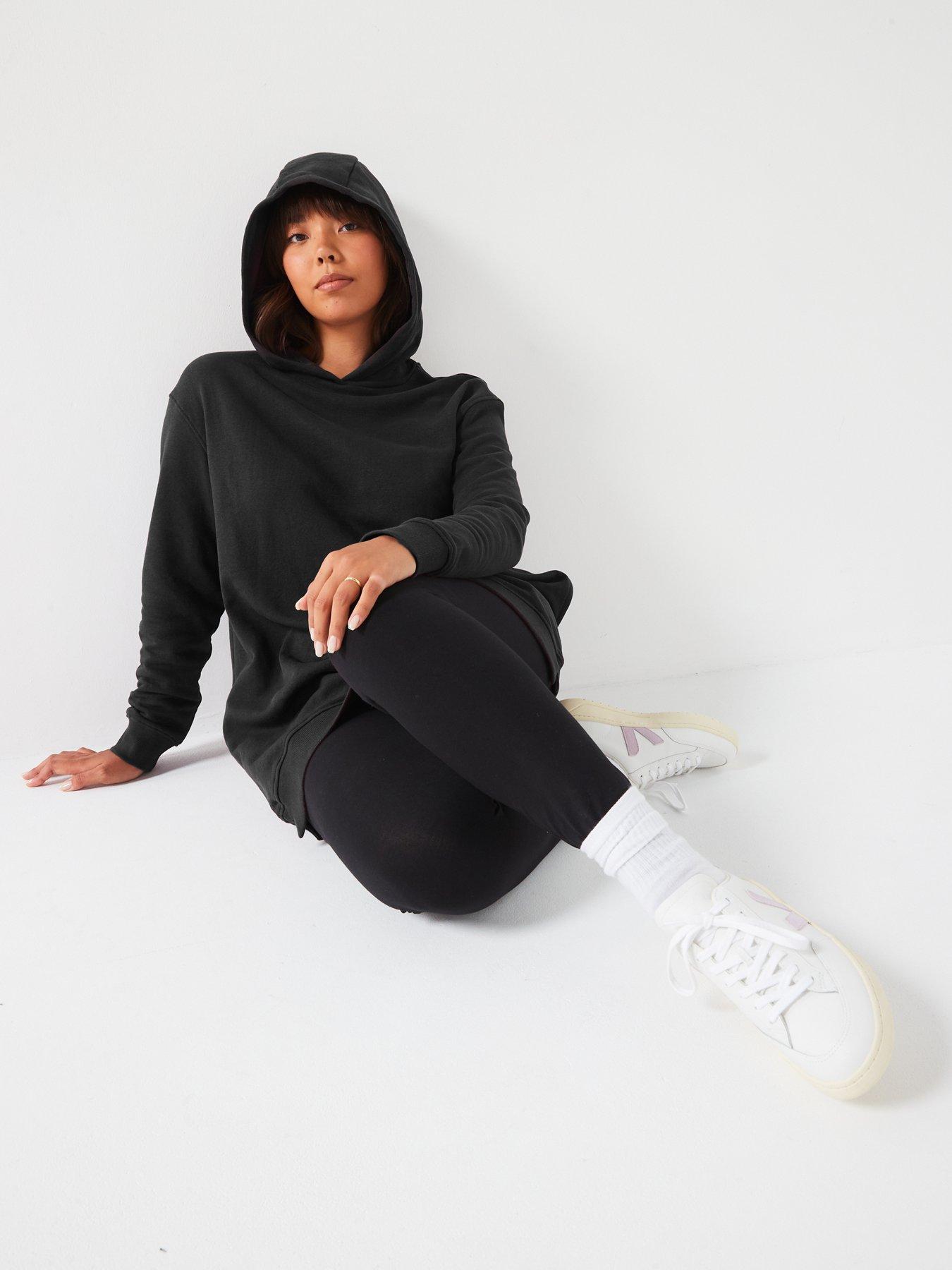 Image 5 of 6 of The Very Collection Side Split Longline Hoodie - Black