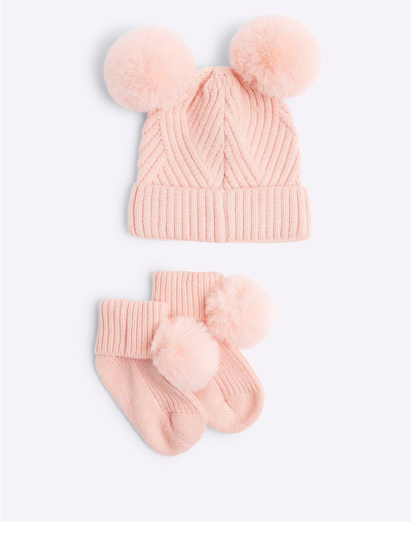 river-island-baby-baby-girl-knit-booties-and-hat-set-pinkstillFront