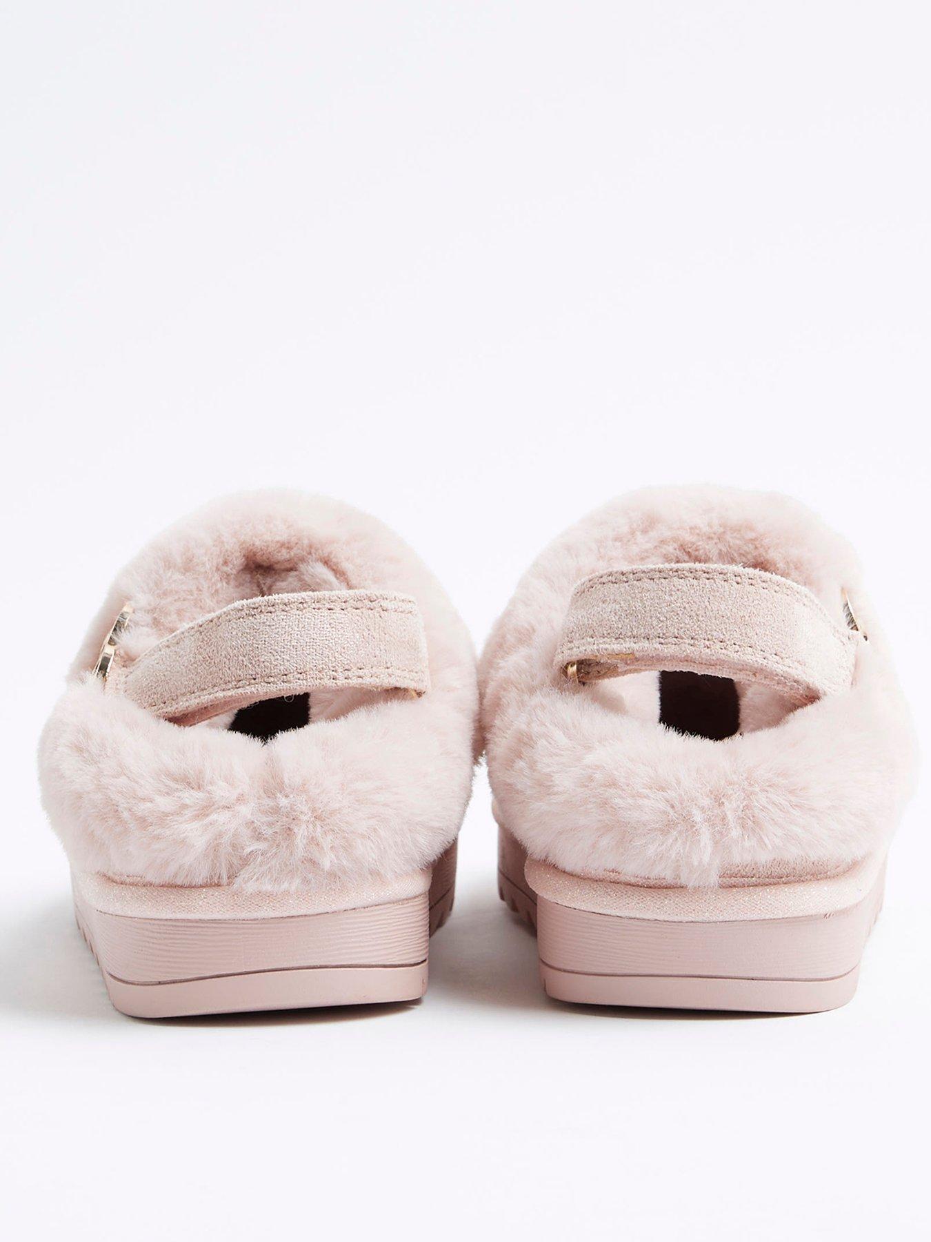 river-island-mini-mini-girls-agrave-faux-fur-closed-toe-slippers-pinkback