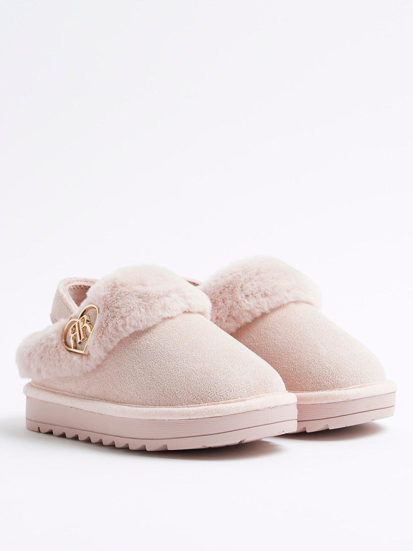 river-island-mini-mini-girls-agrave-faux-fur-closed-toe-slippers-pinkoutfit