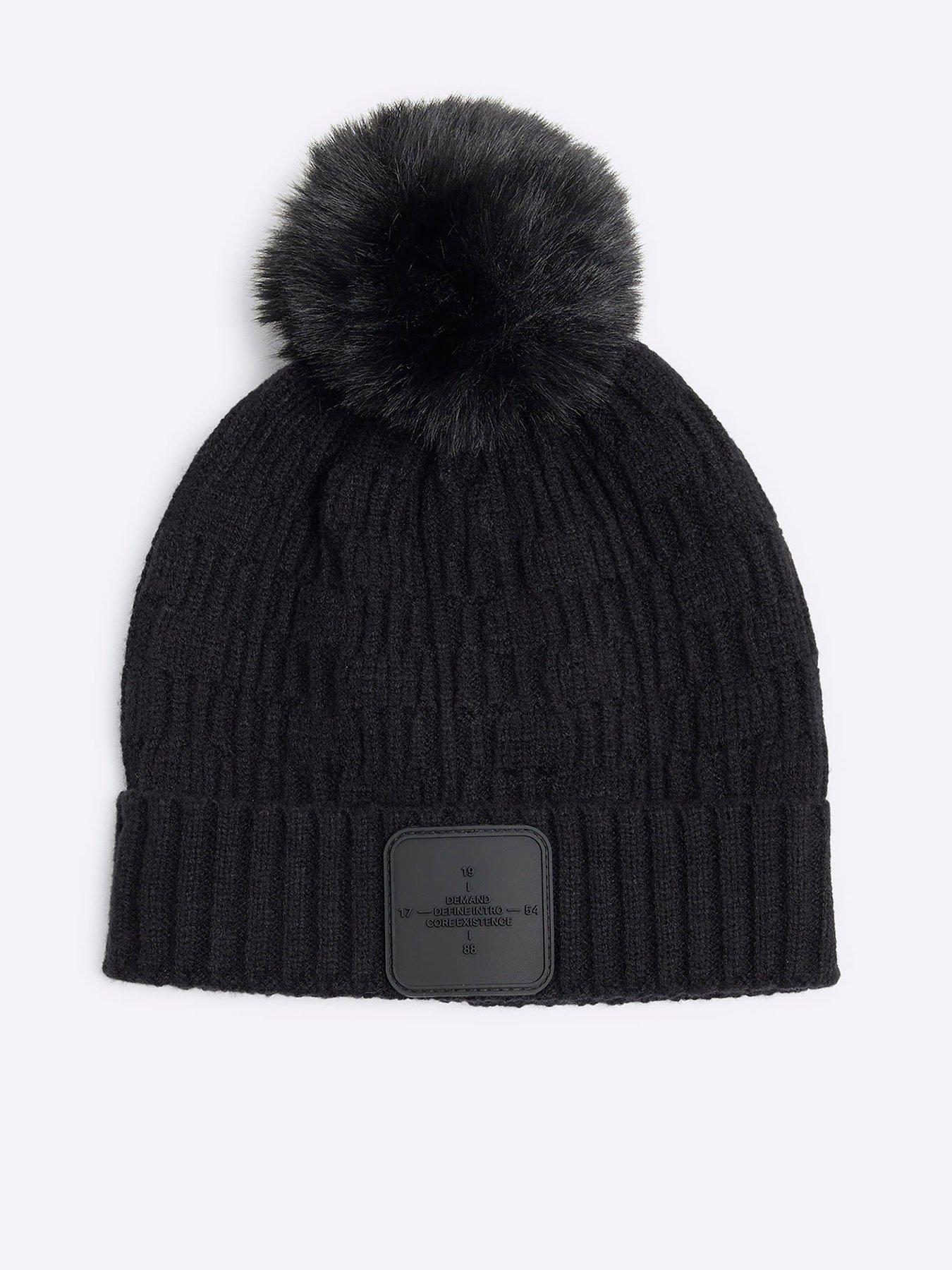 river-island-mini-mini-boy-bobble-beanie-hat-blackfront