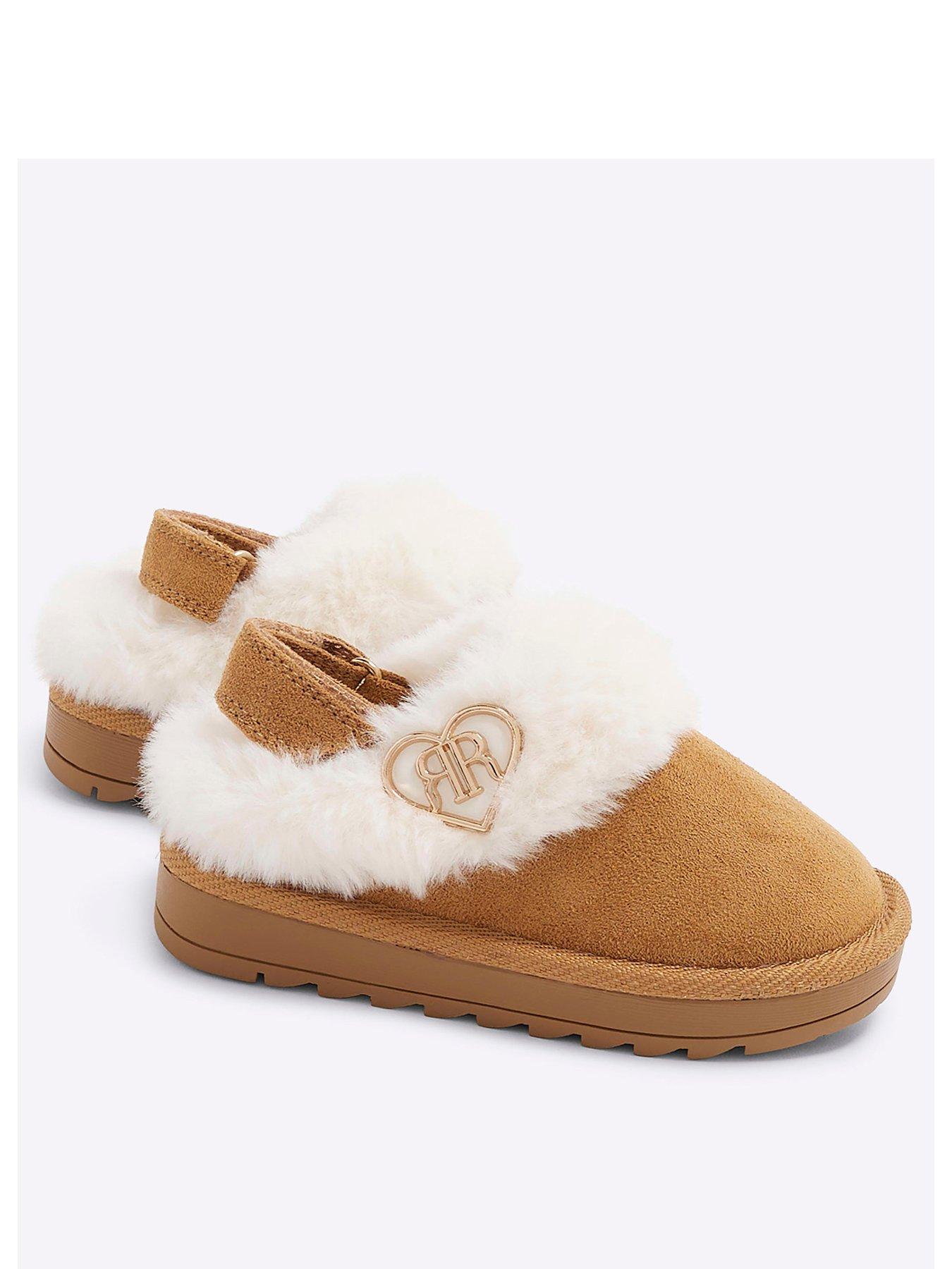 river-island-mini-girls-faux-fur-closed-toe-slippers-brownoutfit