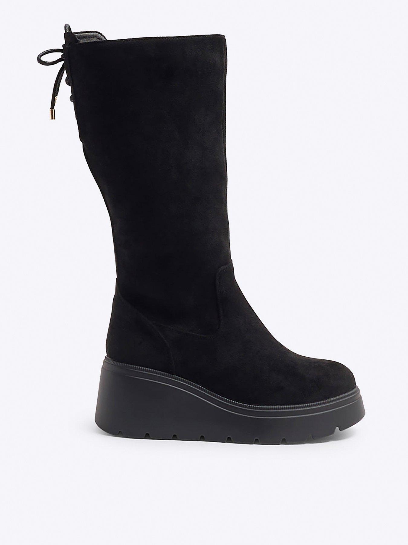 river-island-older-girl-suedette-wedge-knee-high-boots-blackfront