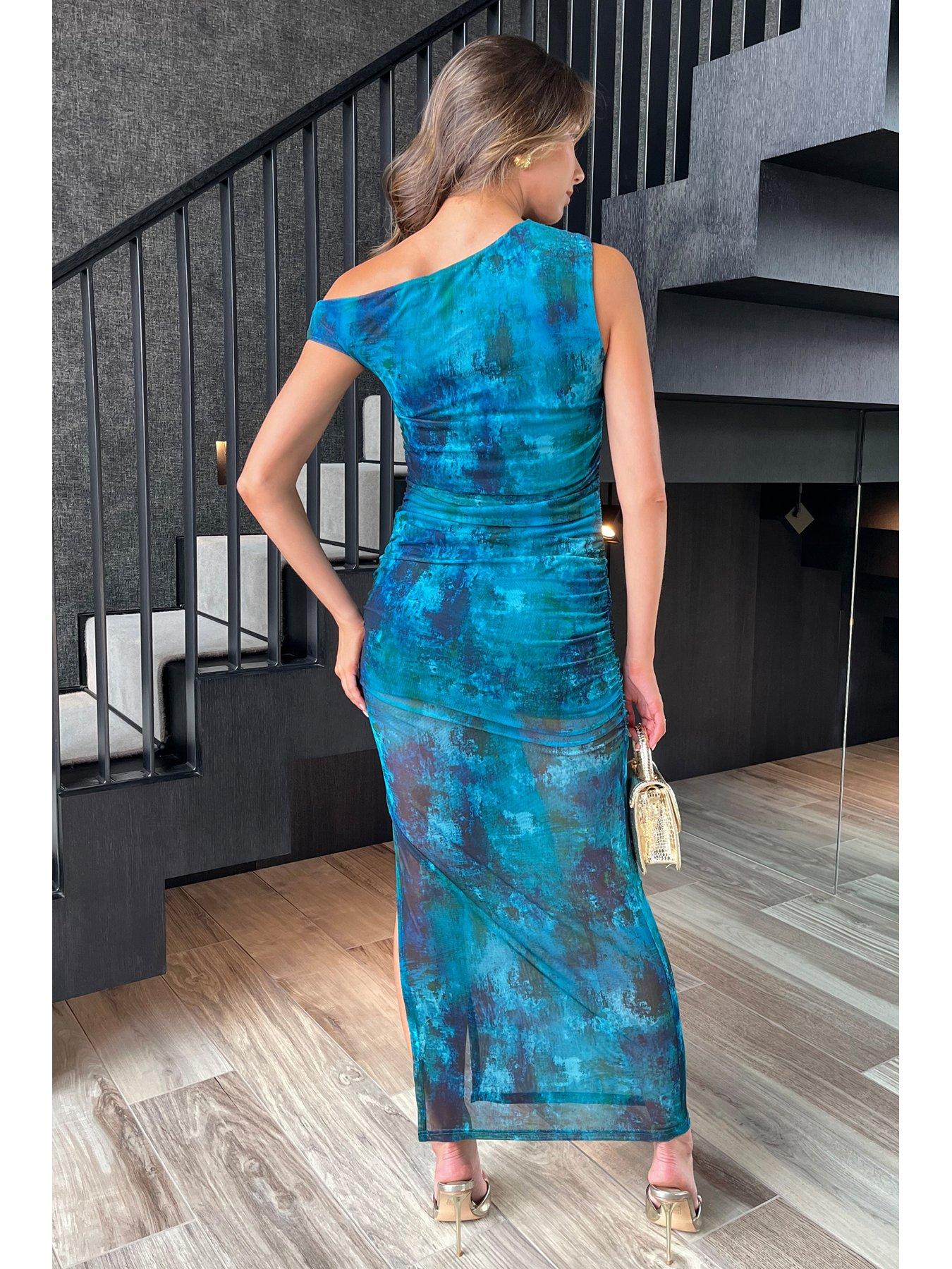 ax-paris-green-and-blue-printed-mesh-bodycon-midi-dress-multistillFront