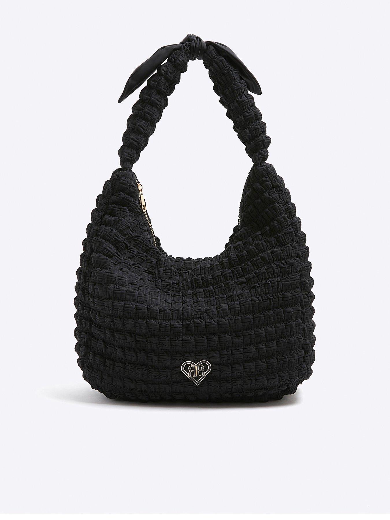 river-island-older-girl-textured-bow-shopper-bag-black