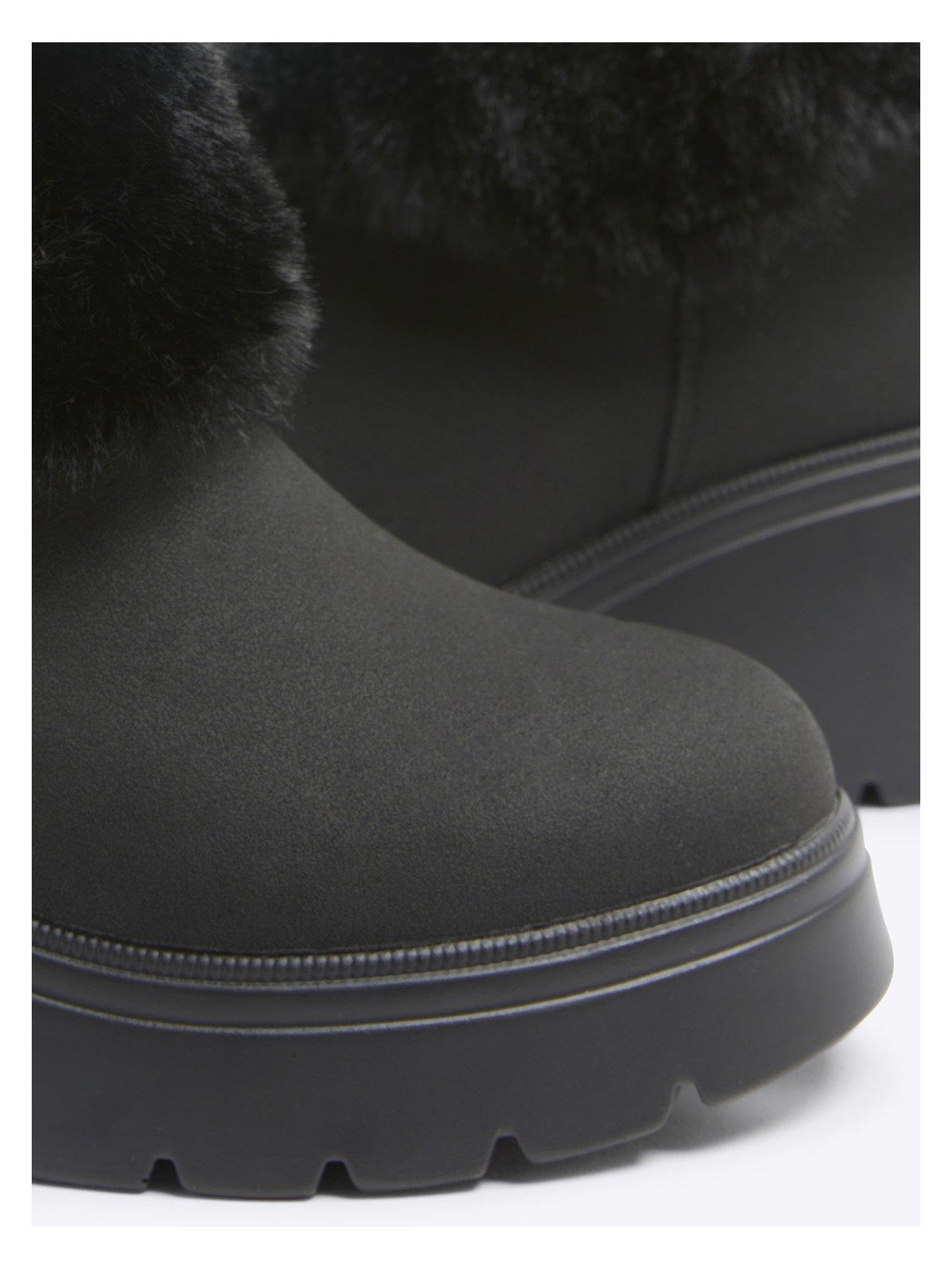 river-island-older-girl-pu-faux-fur-cuff-boot-blackdetail