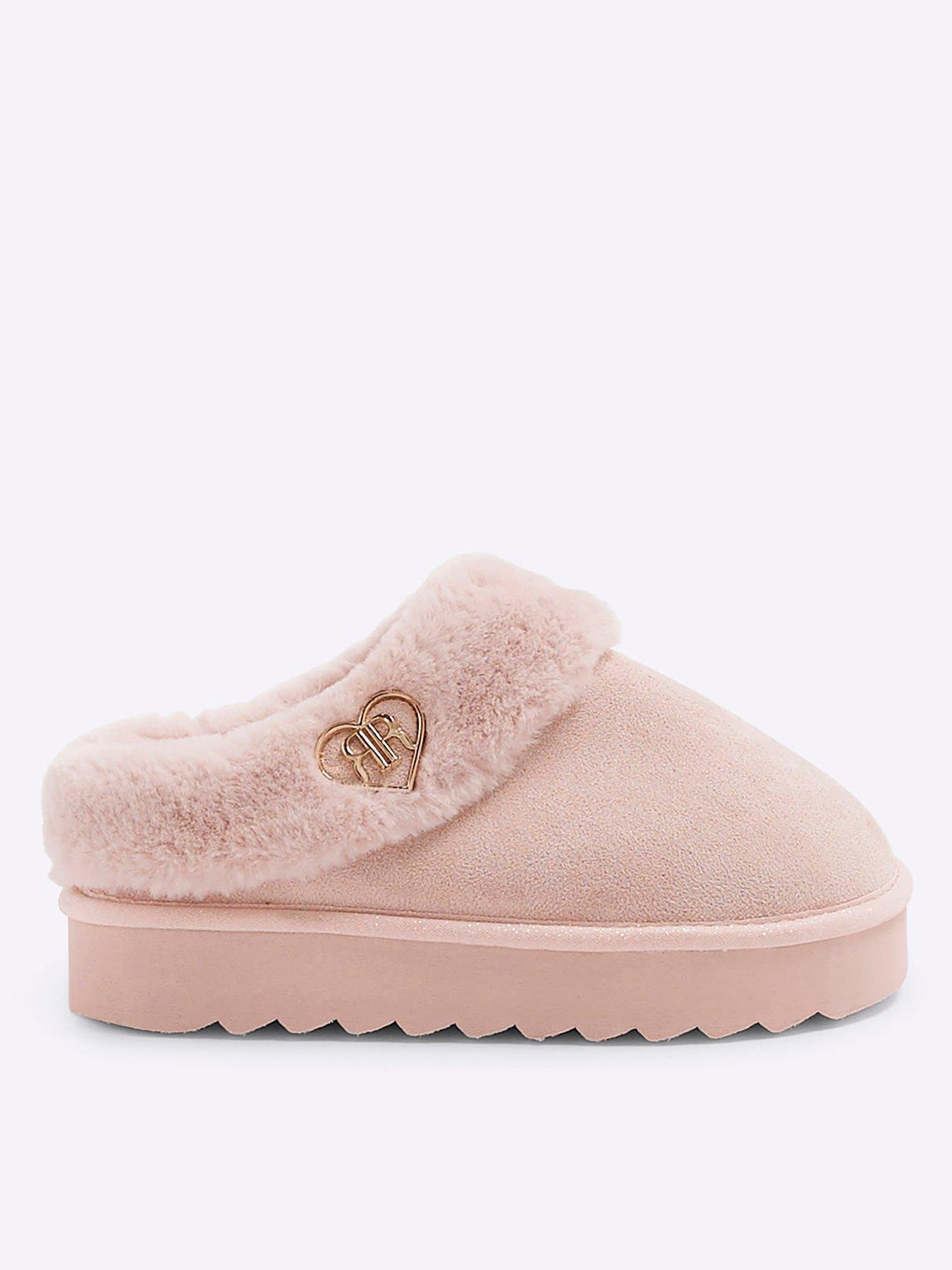 river-island-girls-faux-fur-closed-toe-slippers-pink