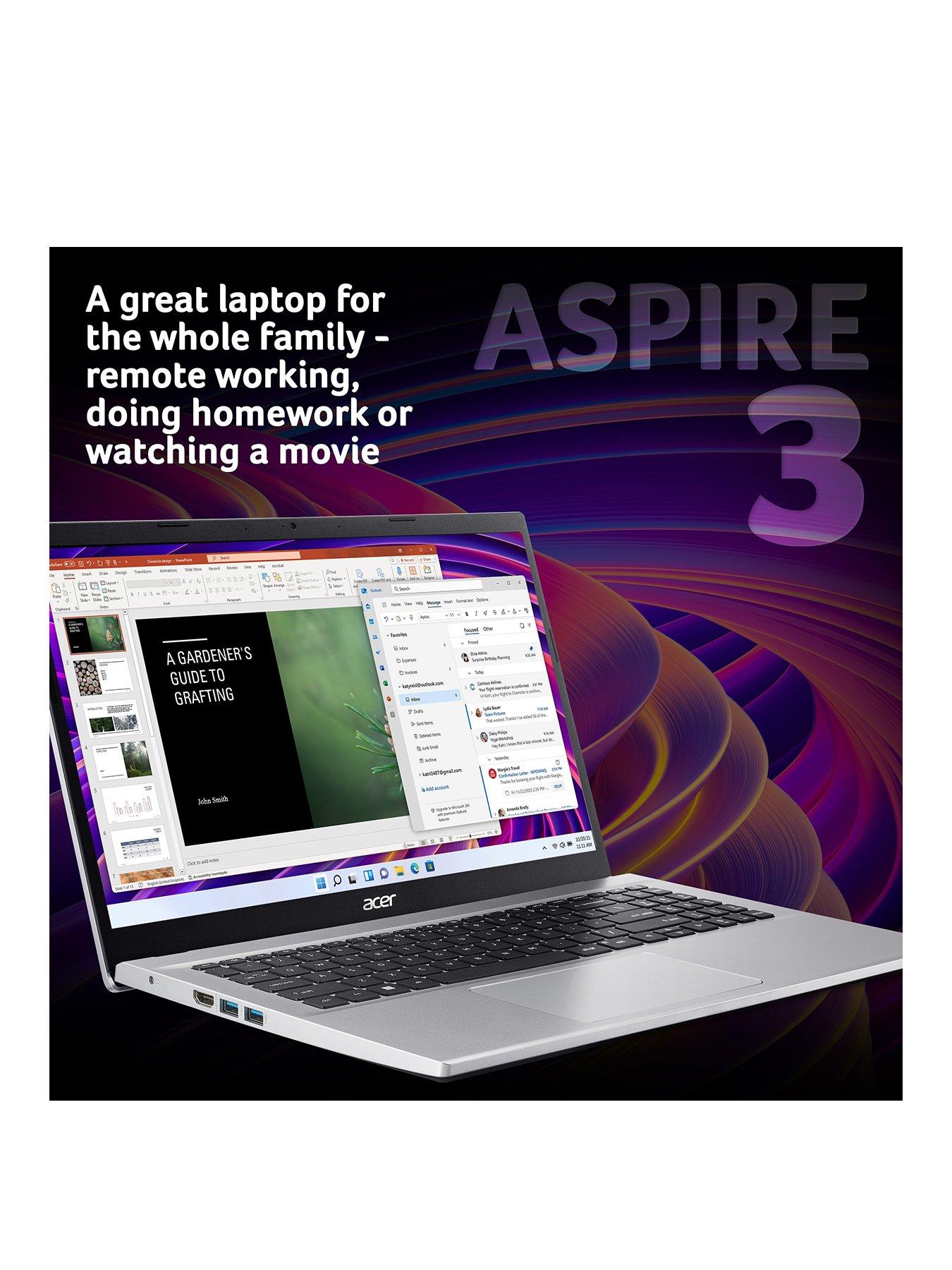 Image 2 of 8 of Acer Aspire 3 - 15.6in Full HD - Intel Core i5 - 8GM RAM - 1TB SSD with M365 Personal &amp; Norton 1 Year included - Silver