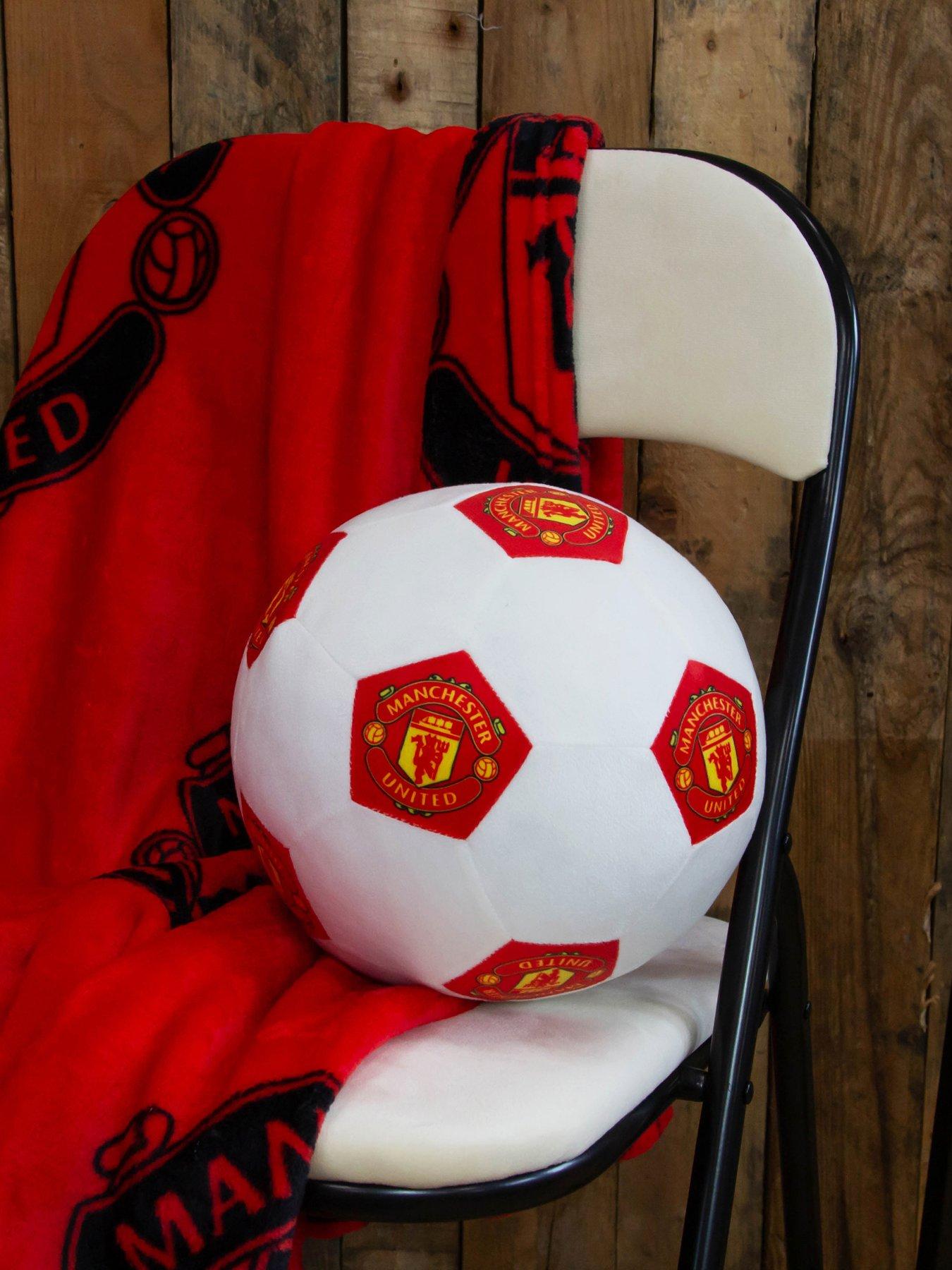 Manchester United Football Shaped Cushion - White/Red