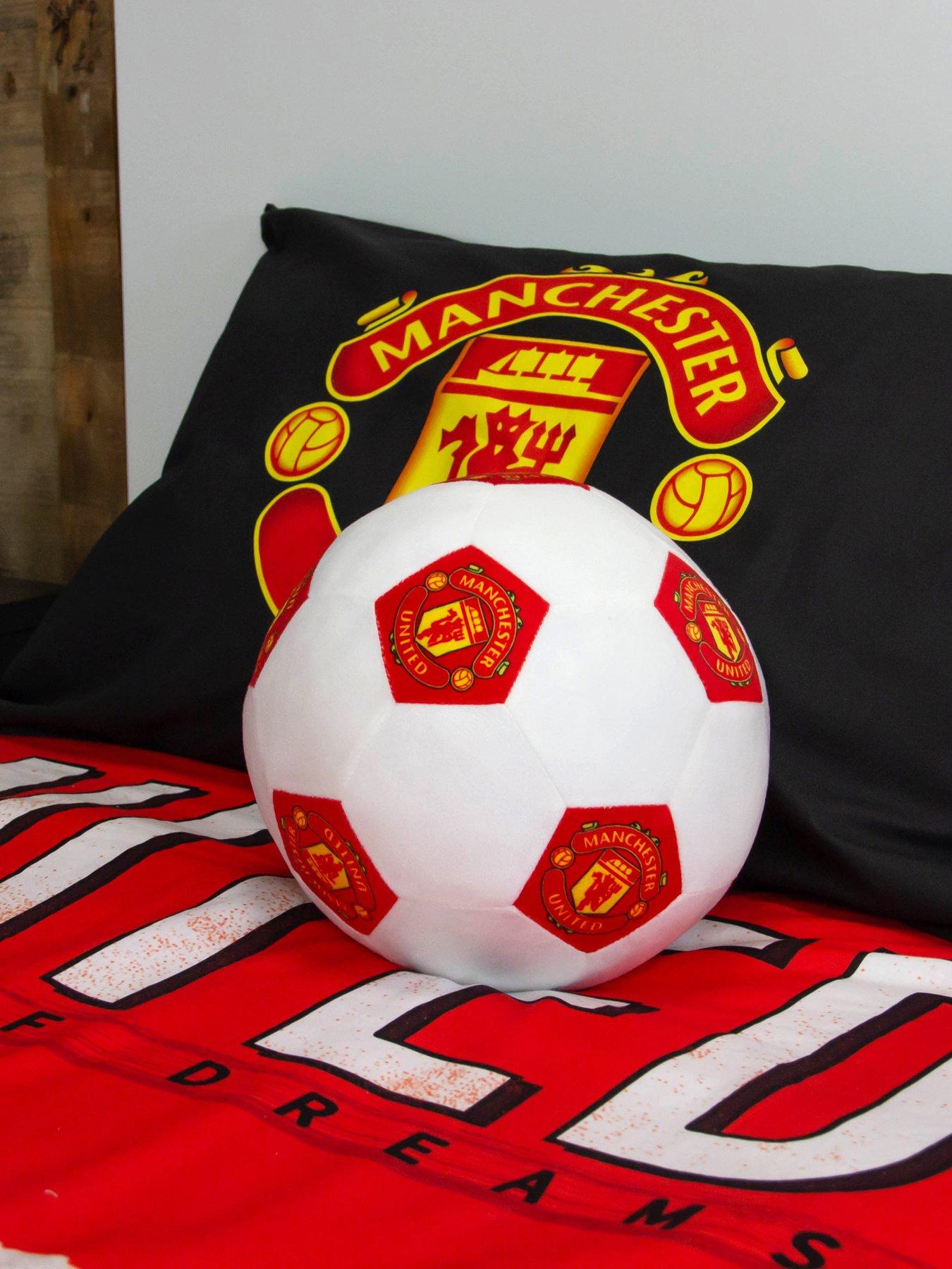 Image 4 of 5 of Manchester United Football Shaped Cushion - White/Red