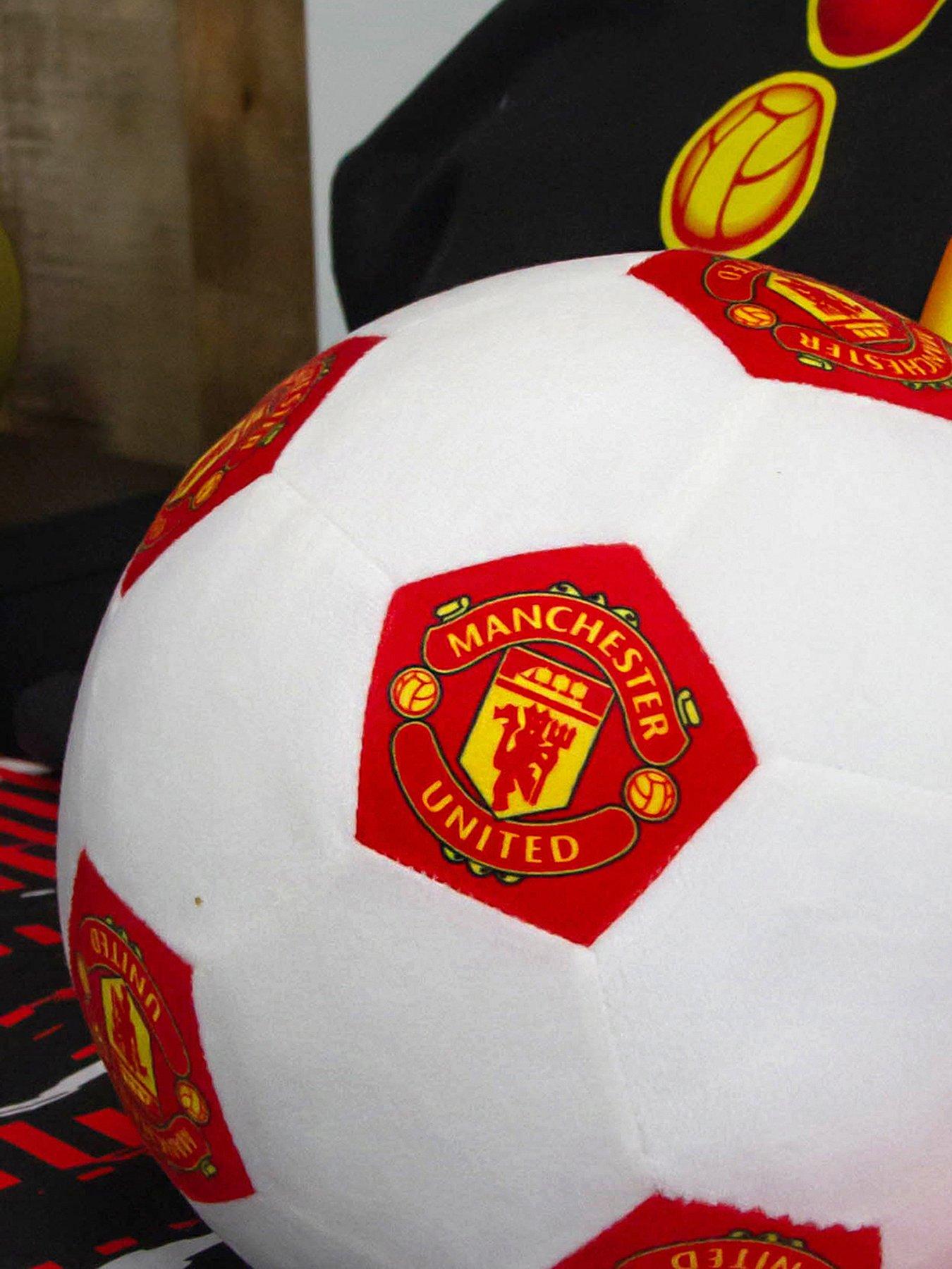 Image 5 of 5 of Manchester United Football Shaped Cushion - White/Red