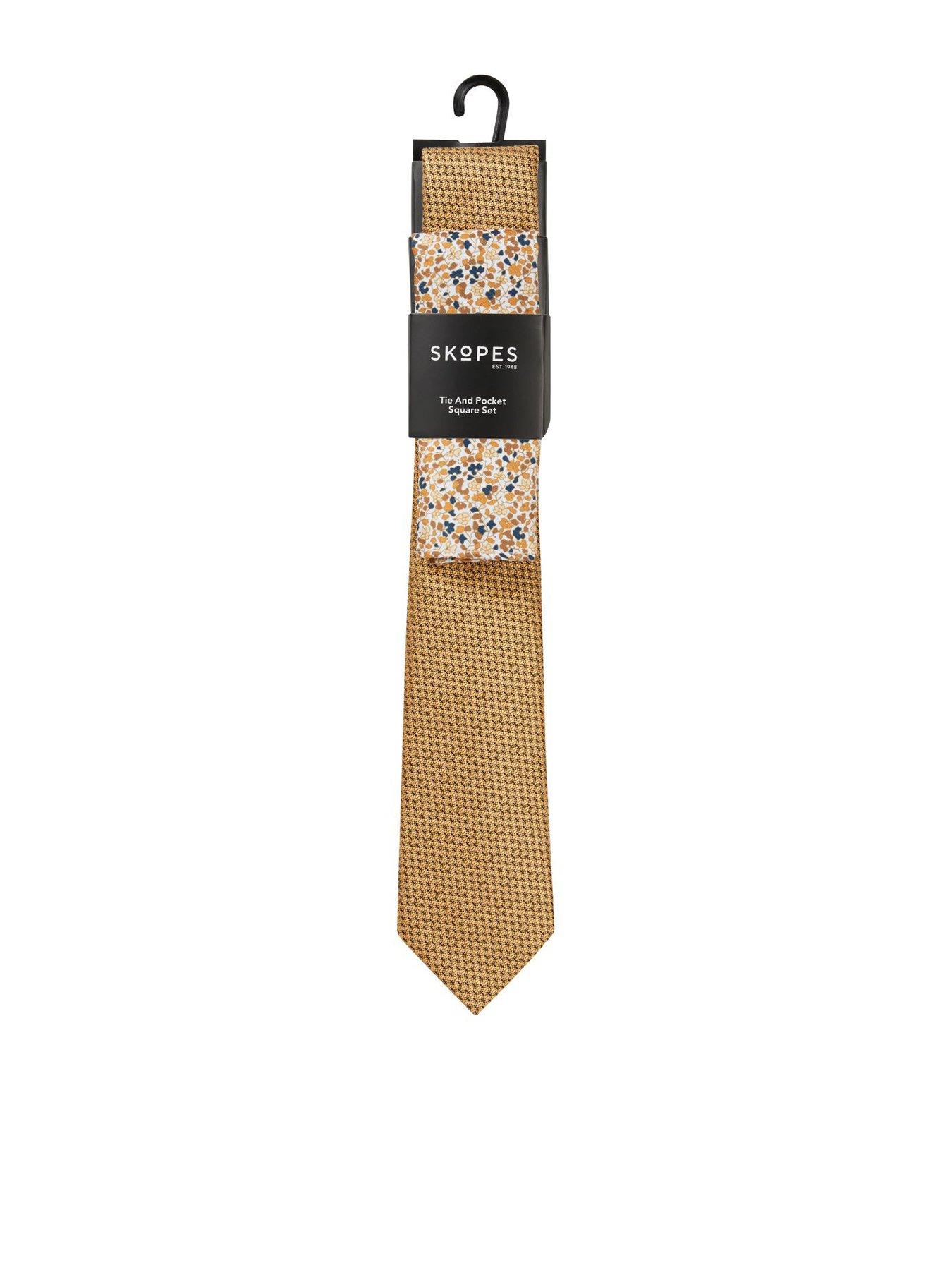 Image 1 of 4 of Skopes Skopes Textured Tie And Floral Pocket Square Set