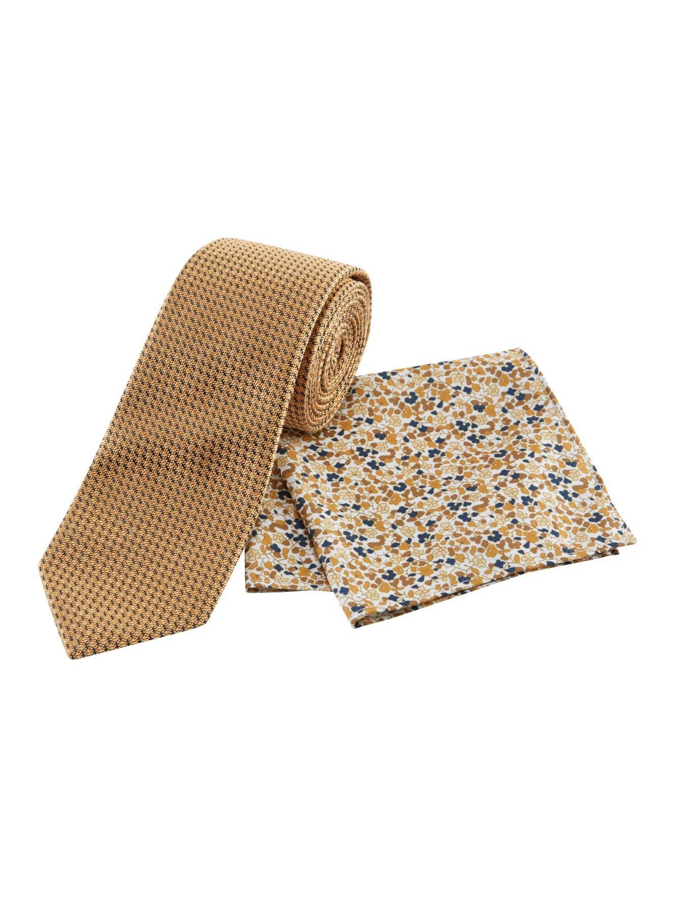 Image 2 of 4 of Skopes Skopes Textured Tie And Floral Pocket Square Set