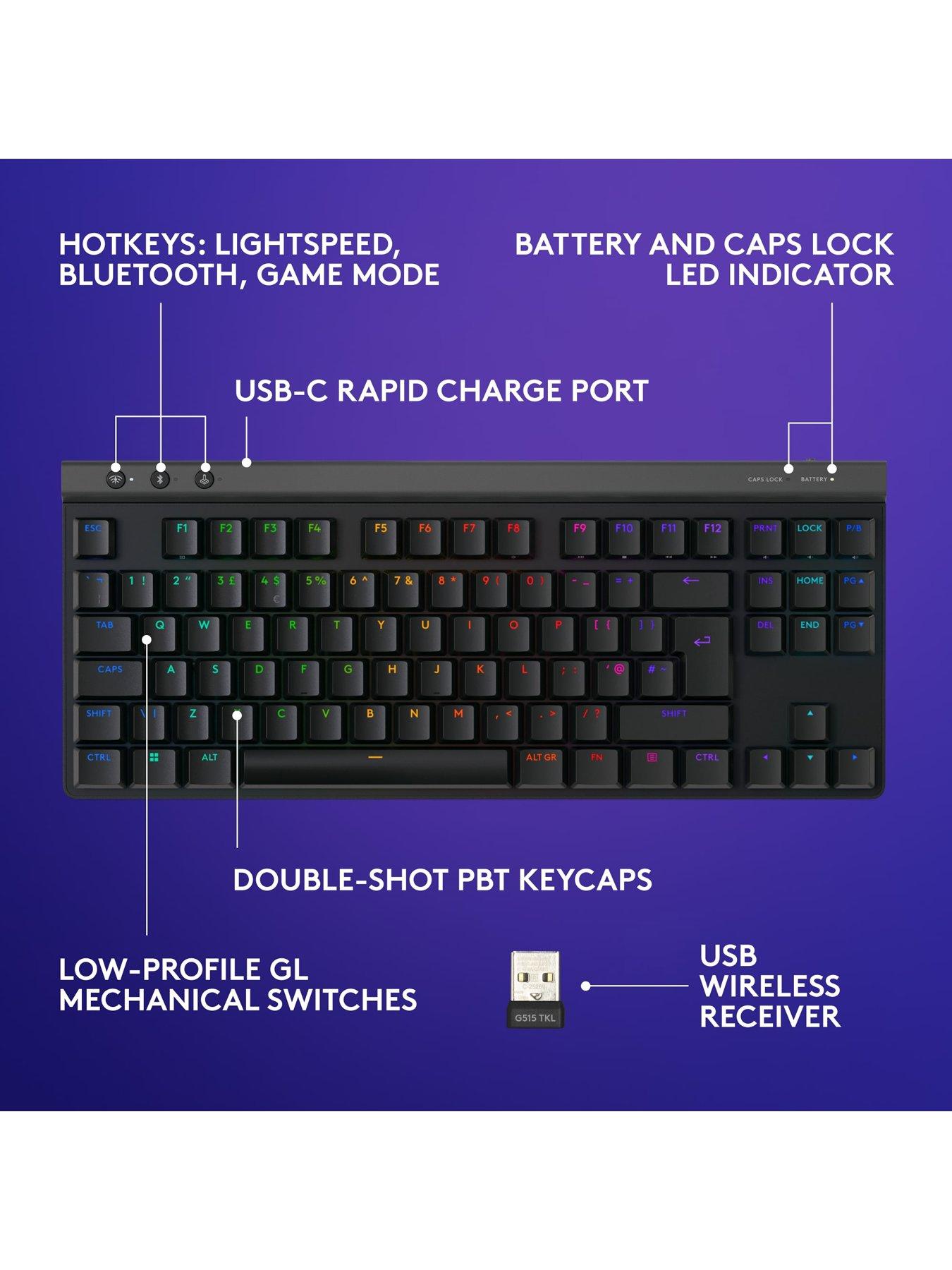 Image 5 of 7 of LogitechG G515 LIGHTSPEED TKL Gaming Keyboard - Black