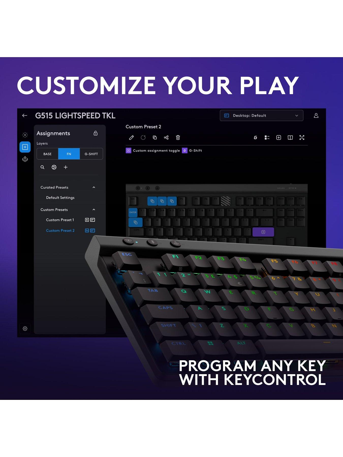 Image 6 of 7 of LogitechG G515 LIGHTSPEED TKL Gaming Keyboard - Black