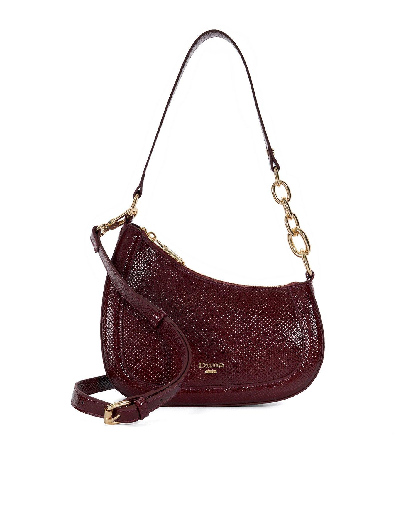 Image 1 of 5 of Dune London Direction Reptile Effect Shoulder Bag - Berry