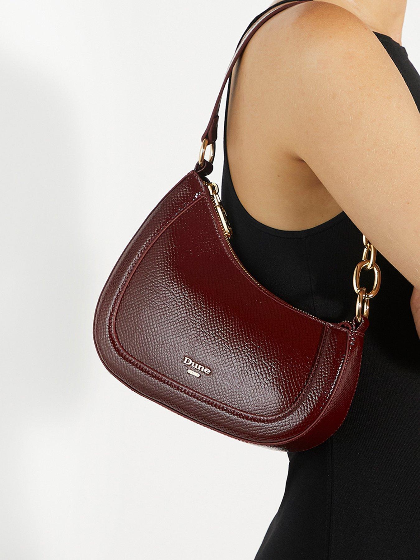 Image 2 of 5 of Dune London Direction Reptile Effect Shoulder Bag - Berry
