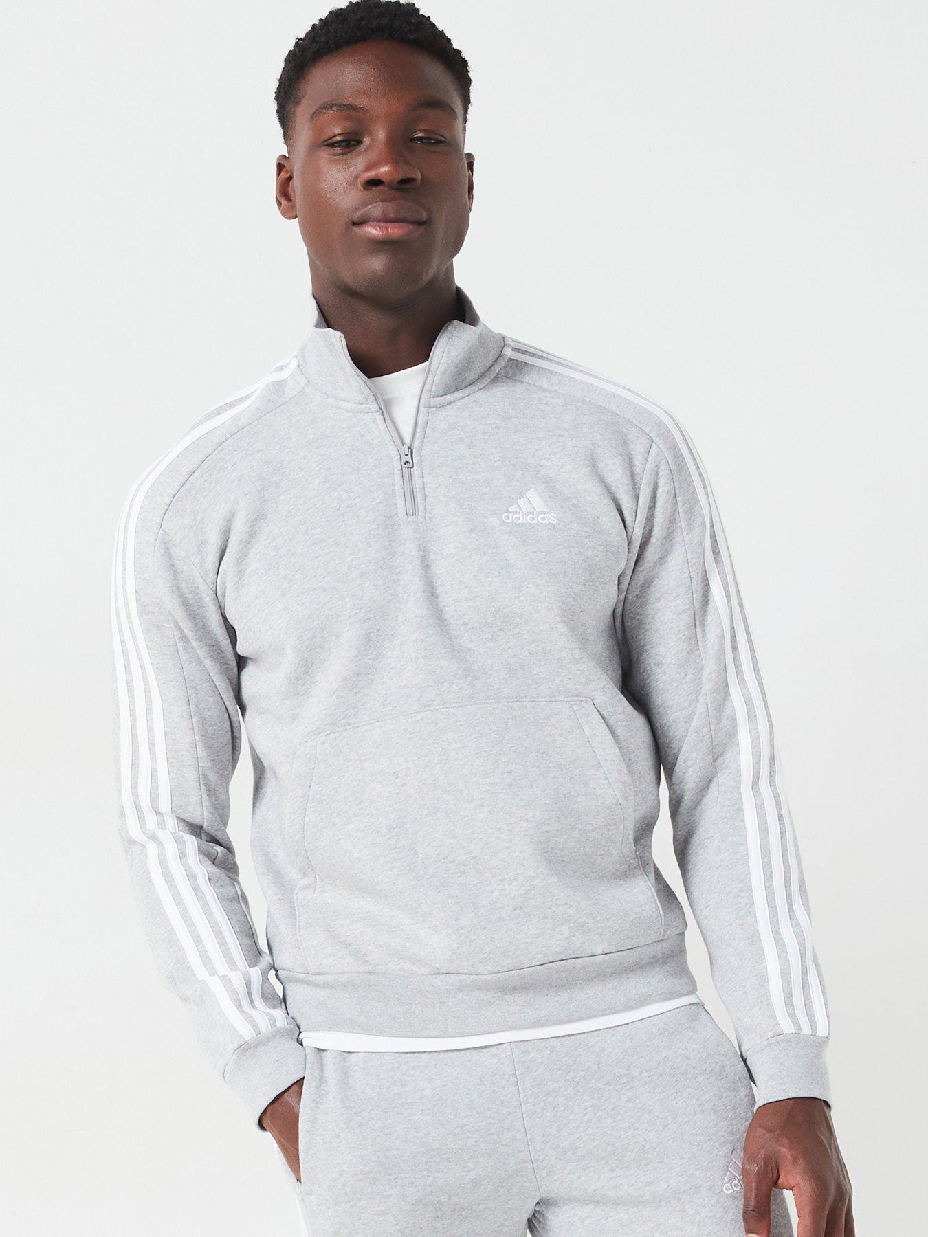 Image of adidas Men's 3 Stripe 1/4 Zip Up Top - Grey