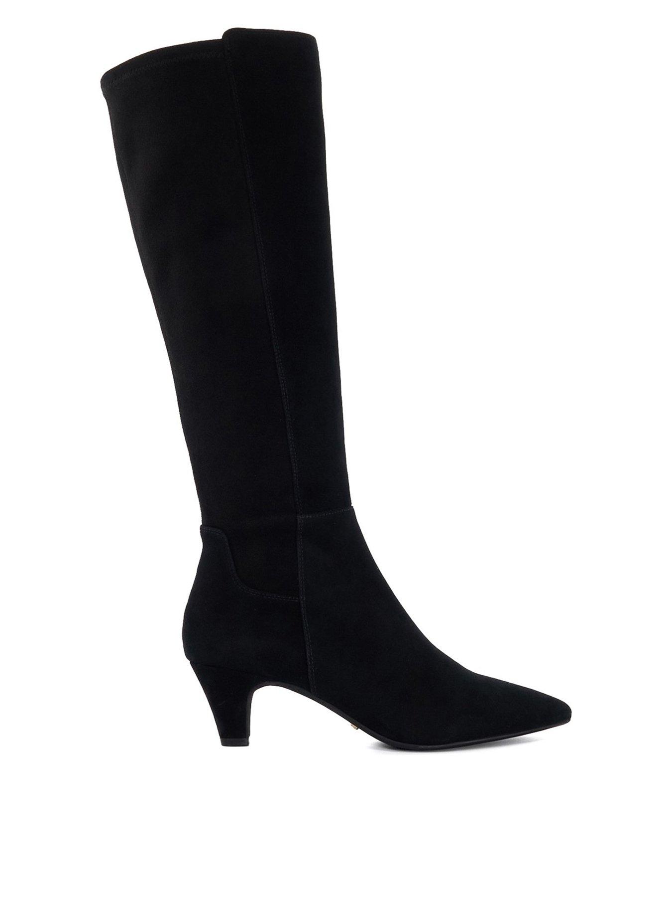 undefined Sera Knee High Heeled Suede Boot - Black