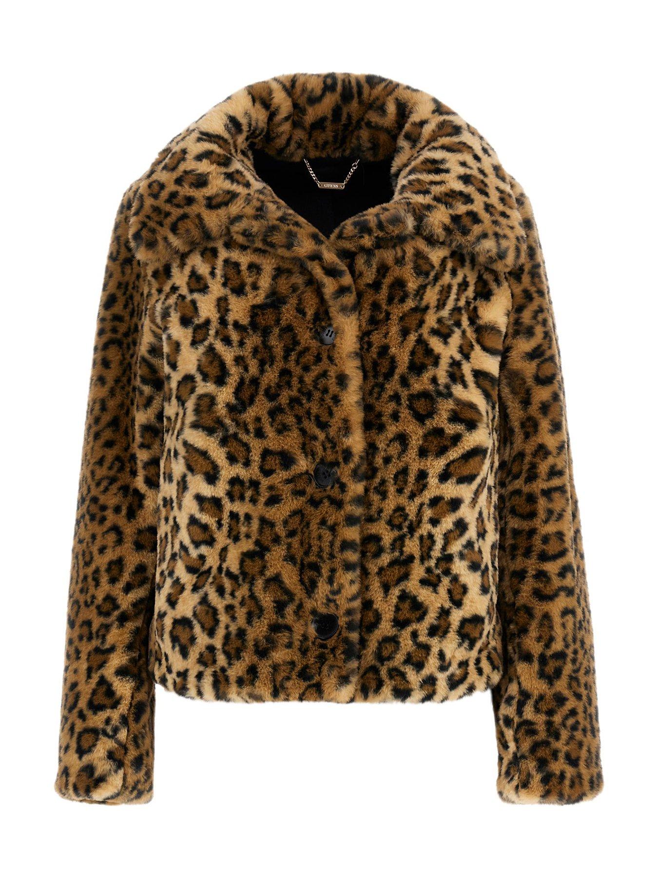 Cecile Print Leopard Faux Fur Coat