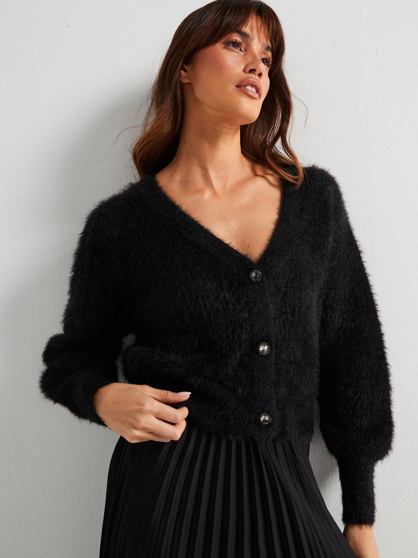 guess-keyla-long-sleeve-v-neck-cardi-sweater-blackoutfit