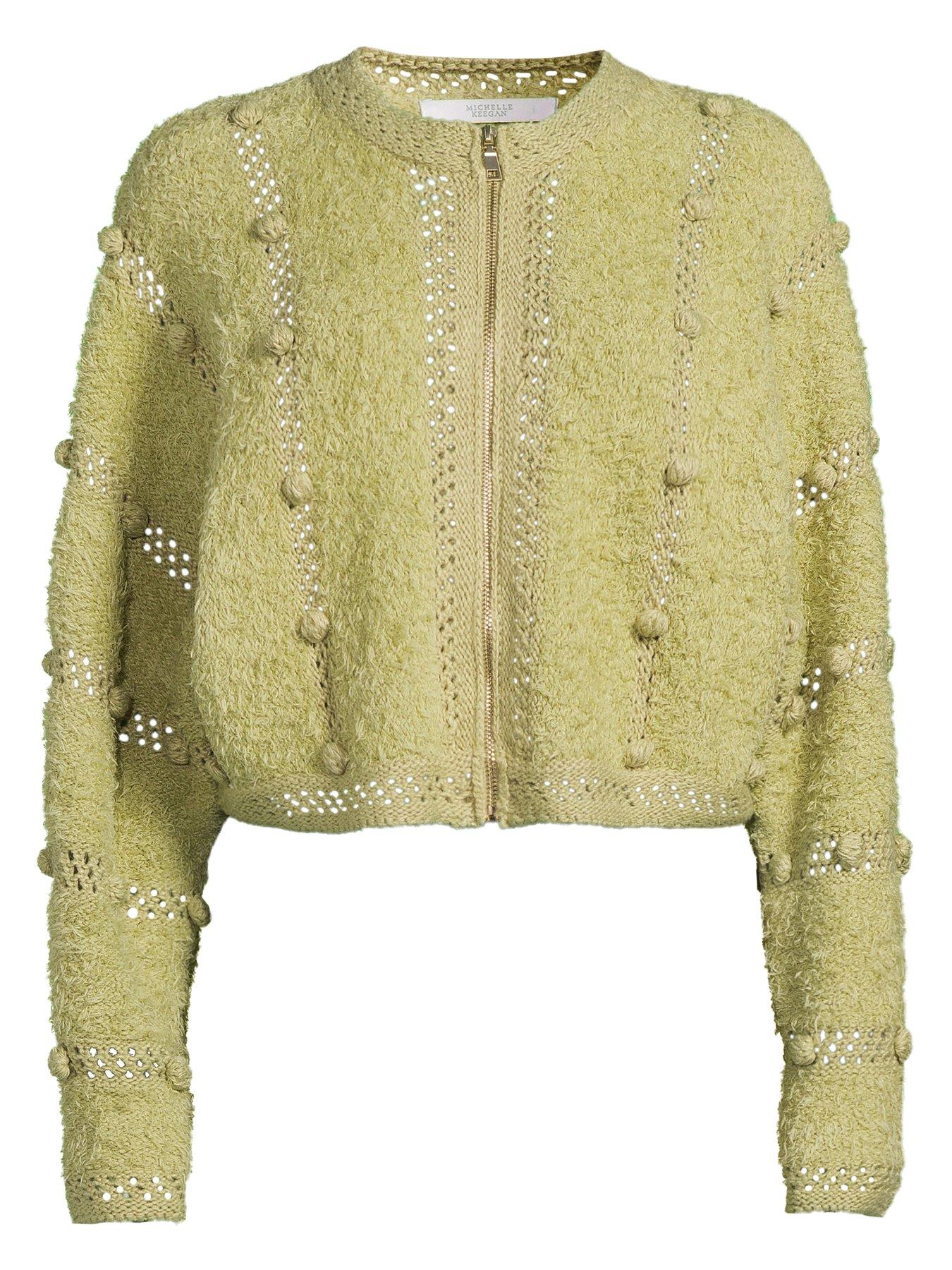 michelle-keegan-fluffy-zip-through-open-knit-cardigan-greenoutfit