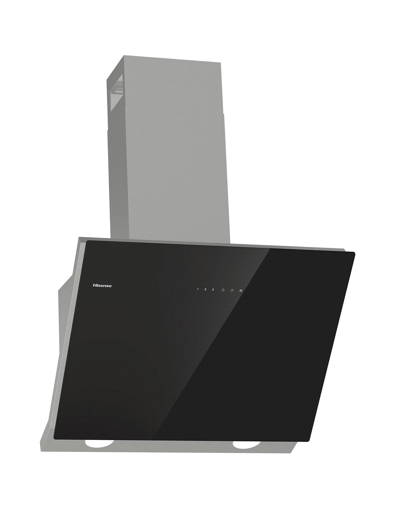 Hisense Hisense CH6IN14BXBUK 60cm Black Glass Angled Cooker Hood - Jet Black