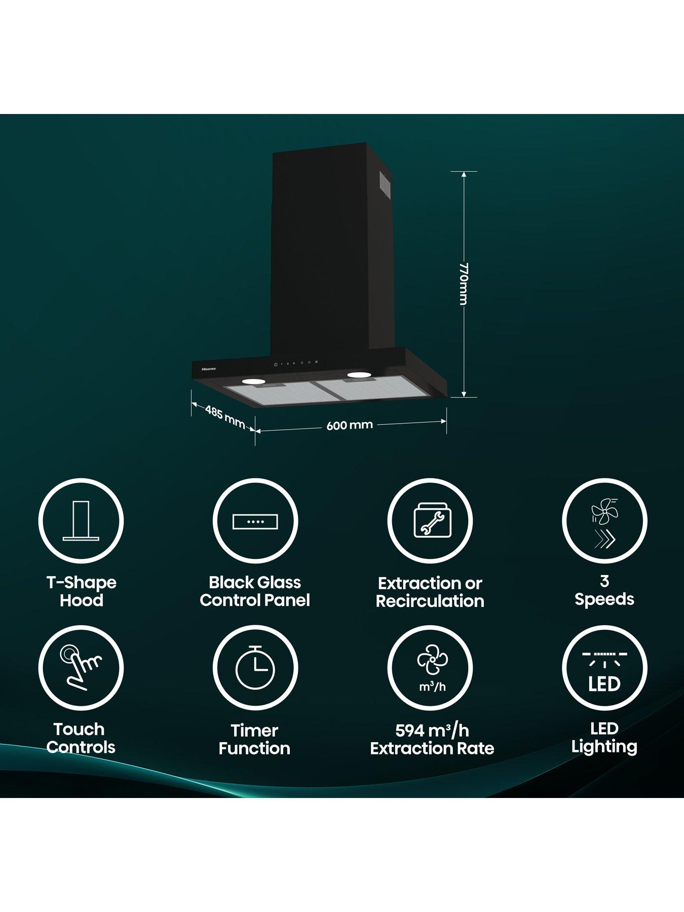 Image 2 of 7 of Hisense Hisense CH6T14BBUK 60cm T-Shape Cooker Hood - Black