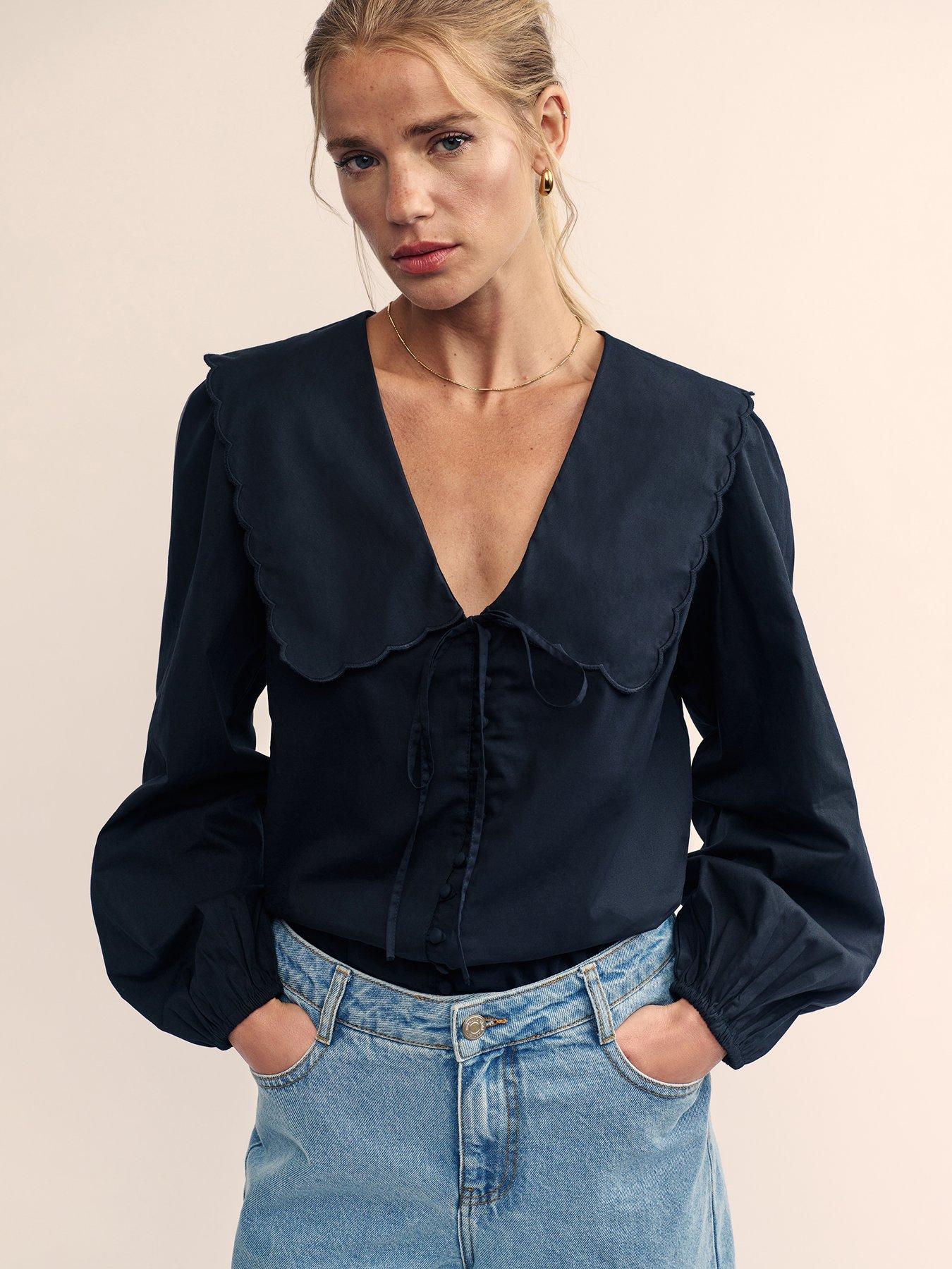 nobodys-child-collar-detail-long-sleeve-blouse-blackfront