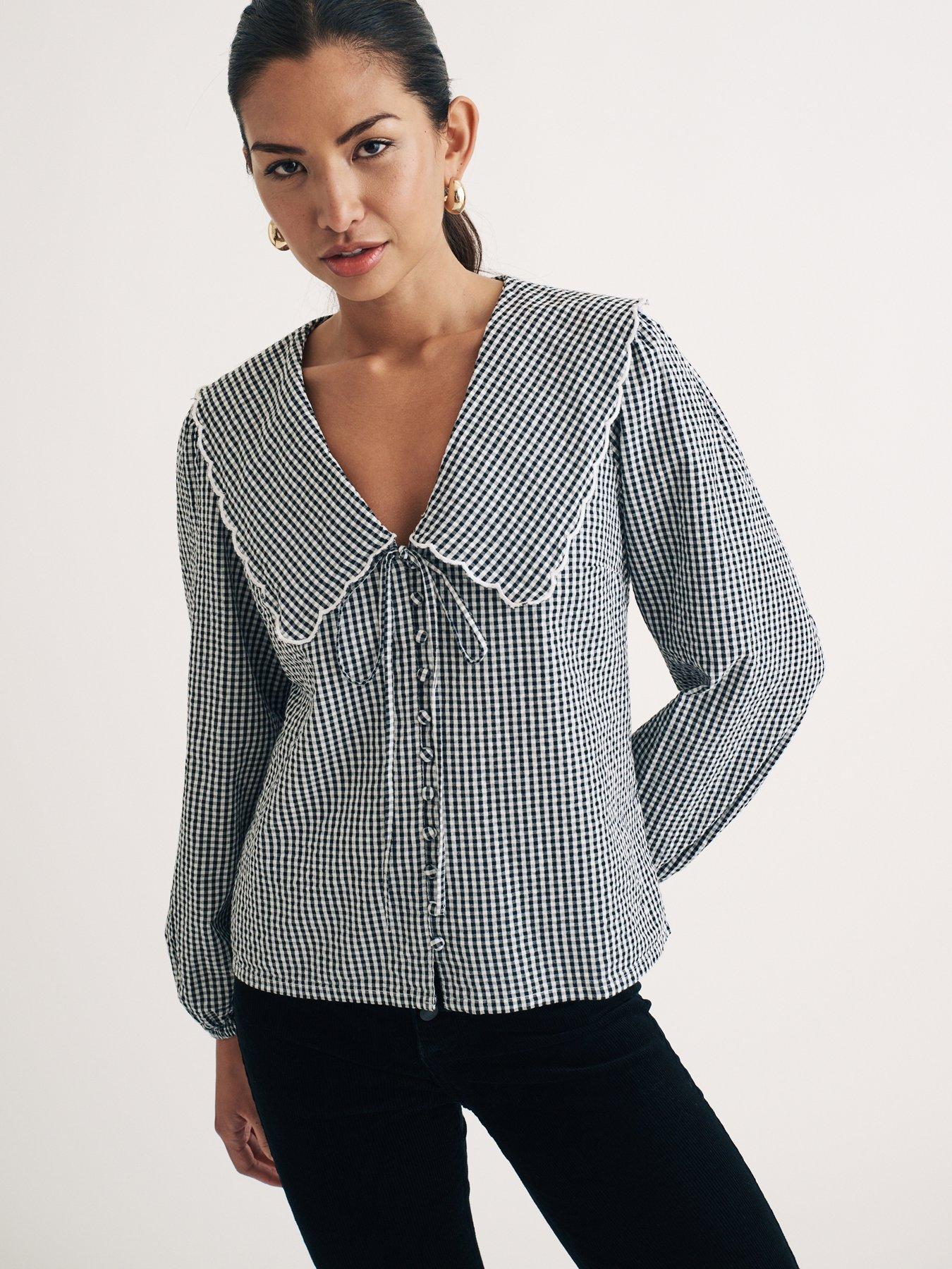 nobodys-child-gingham-print-collar-detail-long-sleeve-blouse-black-multifront