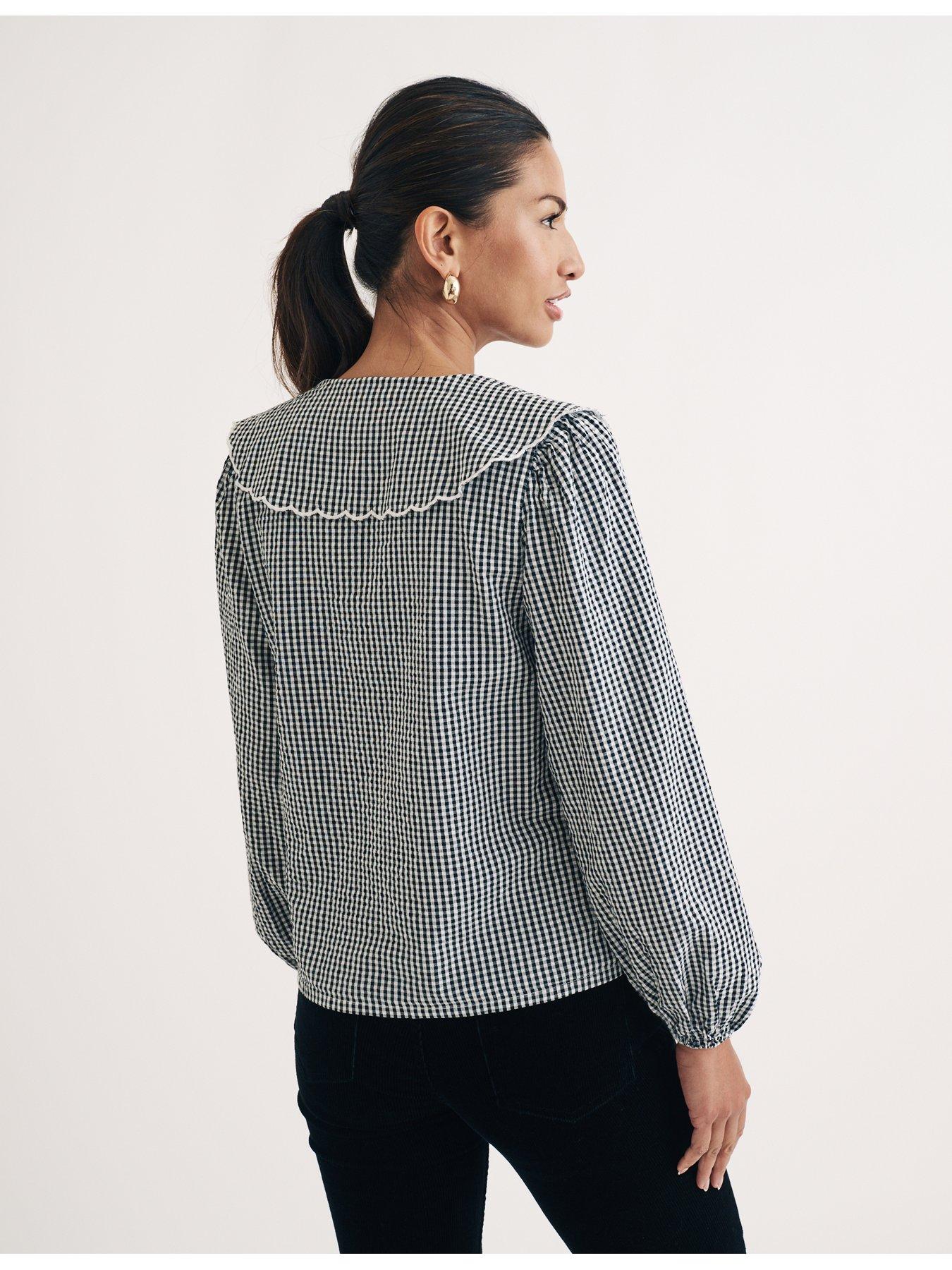 nobodys-child-gingham-print-collar-detail-long-sleeve-blouse-black-multistillFront