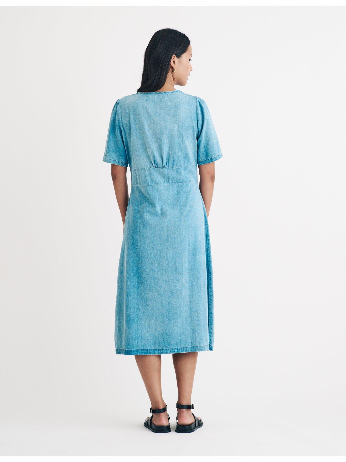 nobodys-child-button-down-puff-sleeve-midi-dress-bluestillFront